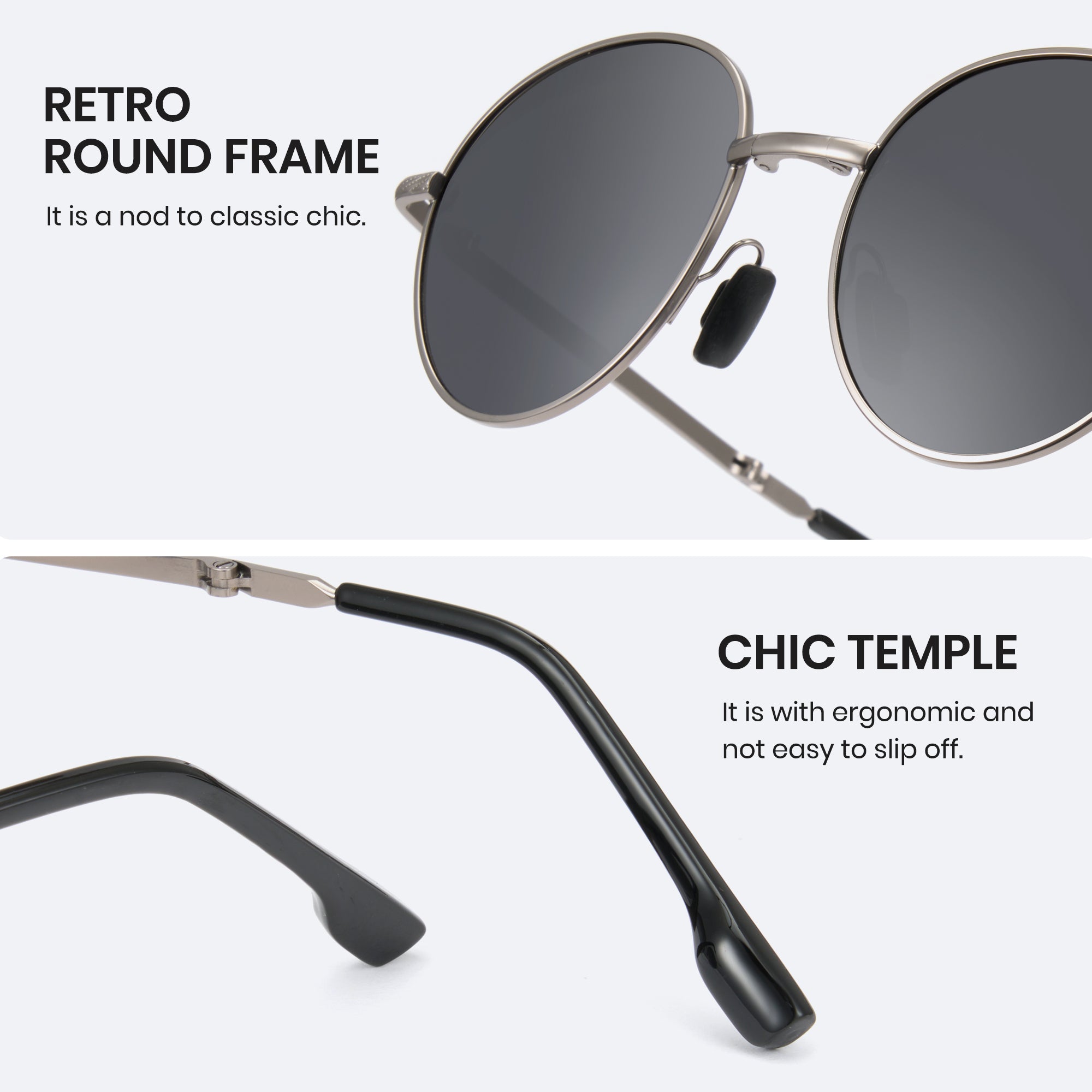 Cyxus Round Polarized UV 400 Protection Foldable Sunglasses 1018