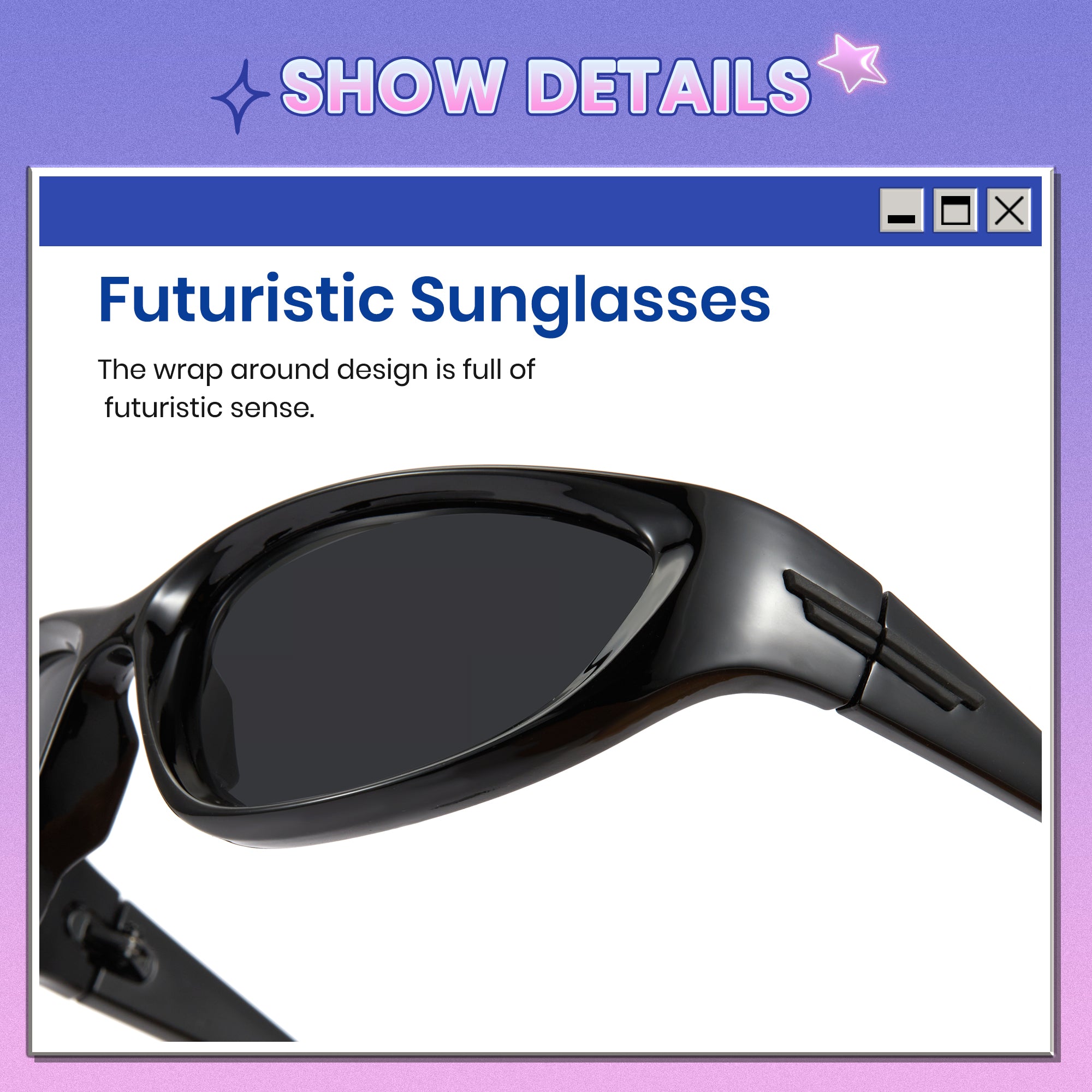 Y2K Style Retro Futuristic Sports Wrapround Polarized Sunglasses 1088