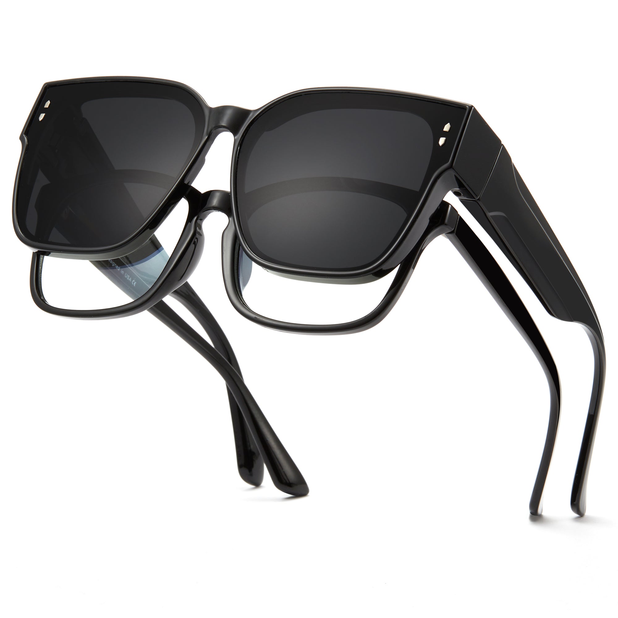 Cyxus Clip-on Polarized Sunglasses, Fit Over Sunglasses for Men&Women UV400 Protection Lightweight & Oversized to Drive or Go Over