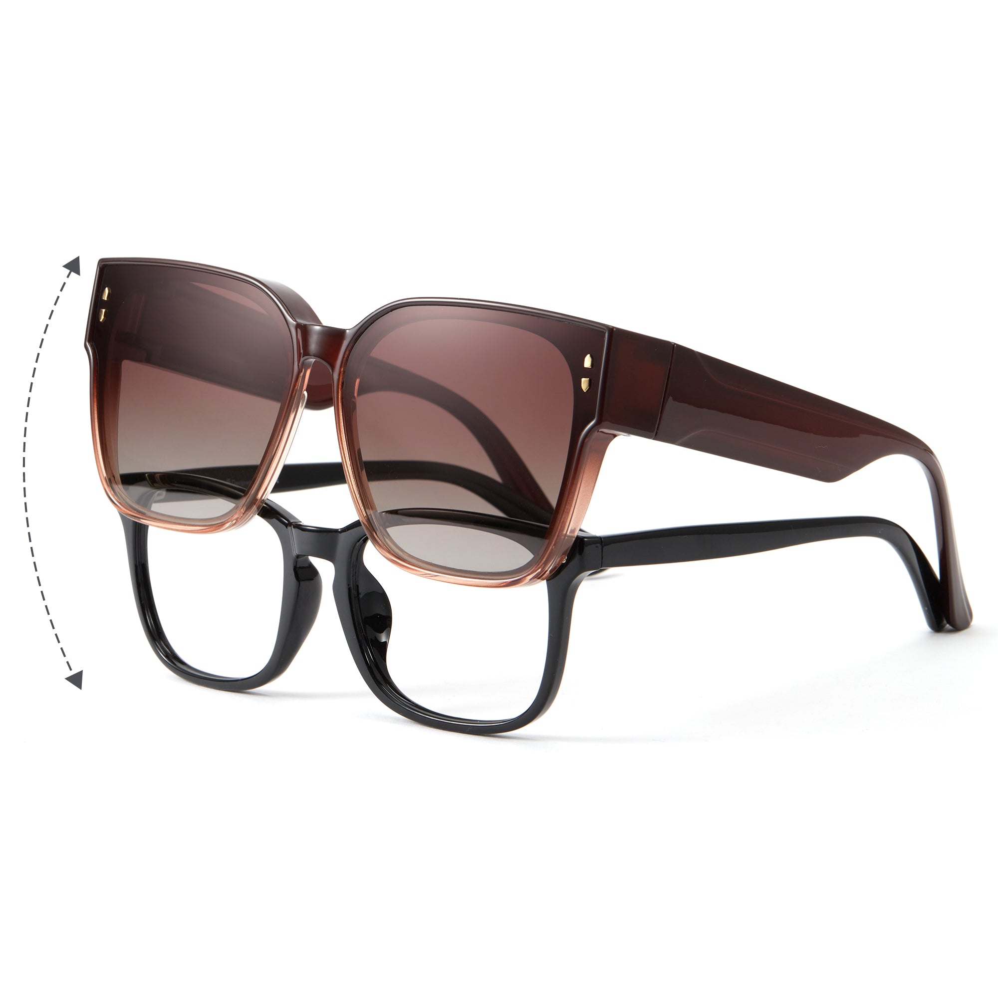 Cyxus Clip-on Polarized Sunglasses, Fit Over Sunglasses for Men&Women UV400 Protection Lightweight & Oversized to Drive or Go Over