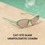 1360 green cat eye sunglasses light grey lenses non-polarized PC frame lightweight daily casual weekend shades