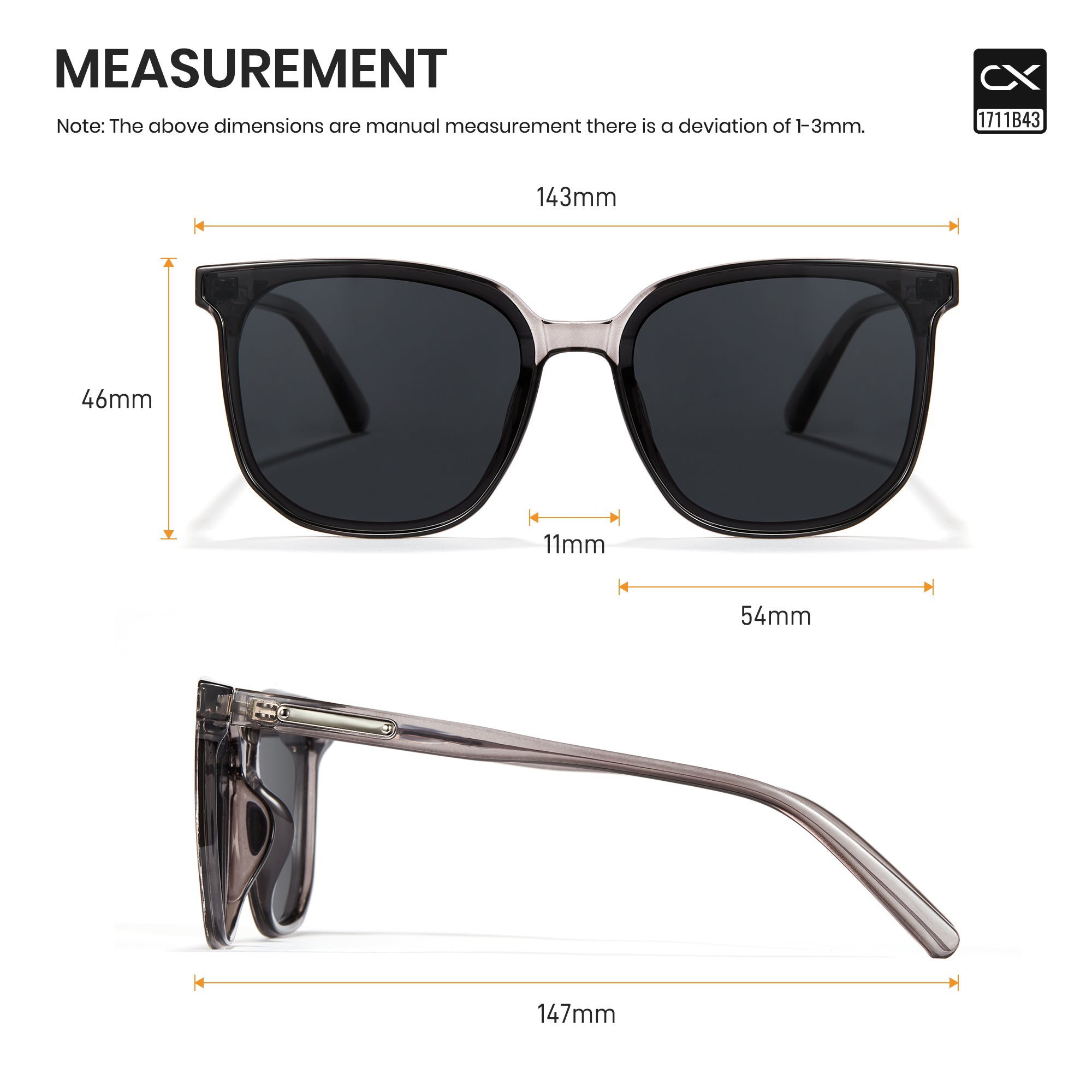Cyxus Square UV400 Protection Polarized Sunglasses 1711