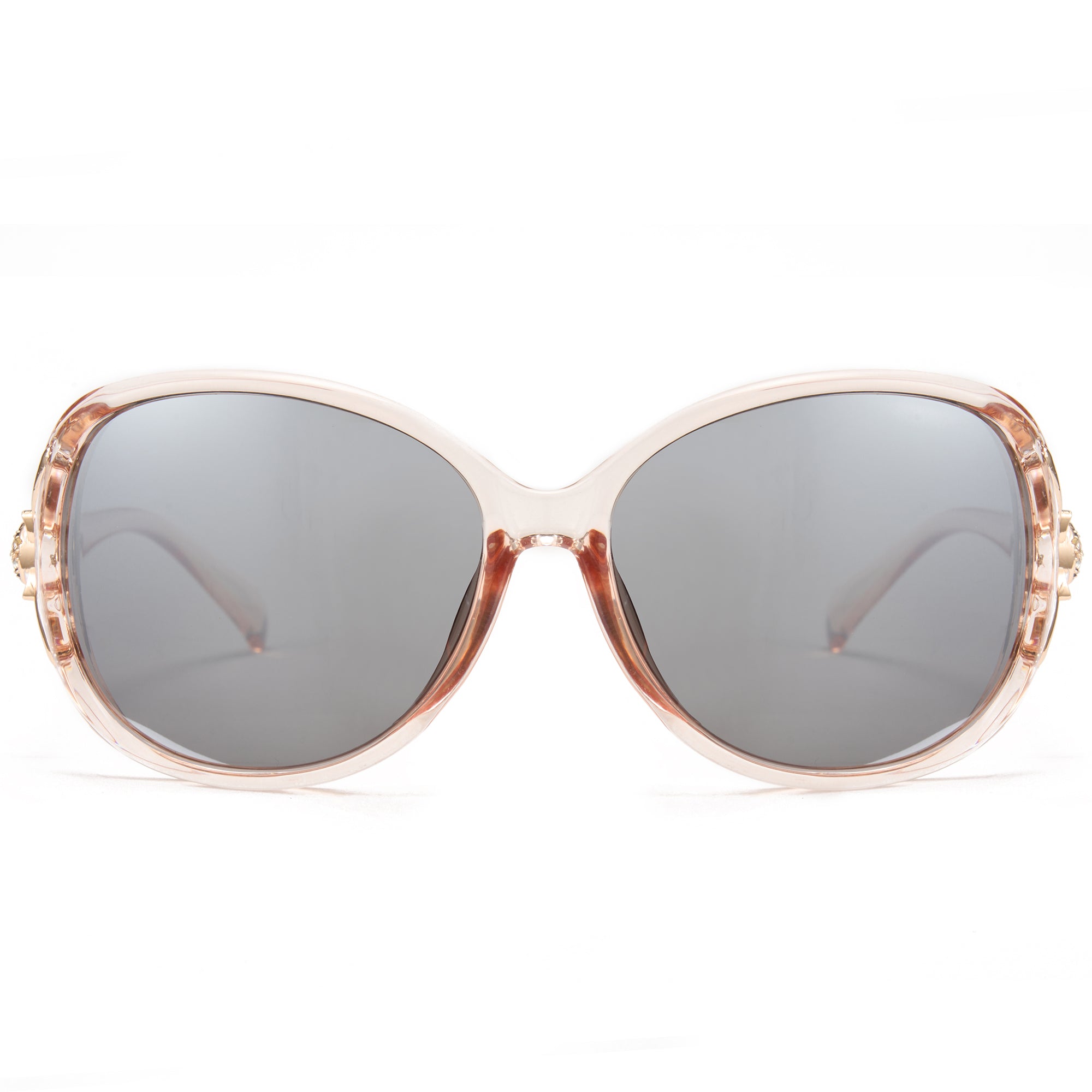 The lenses are polarized, enhancing visual clarity and reducing glare, making them both stylish and functional.