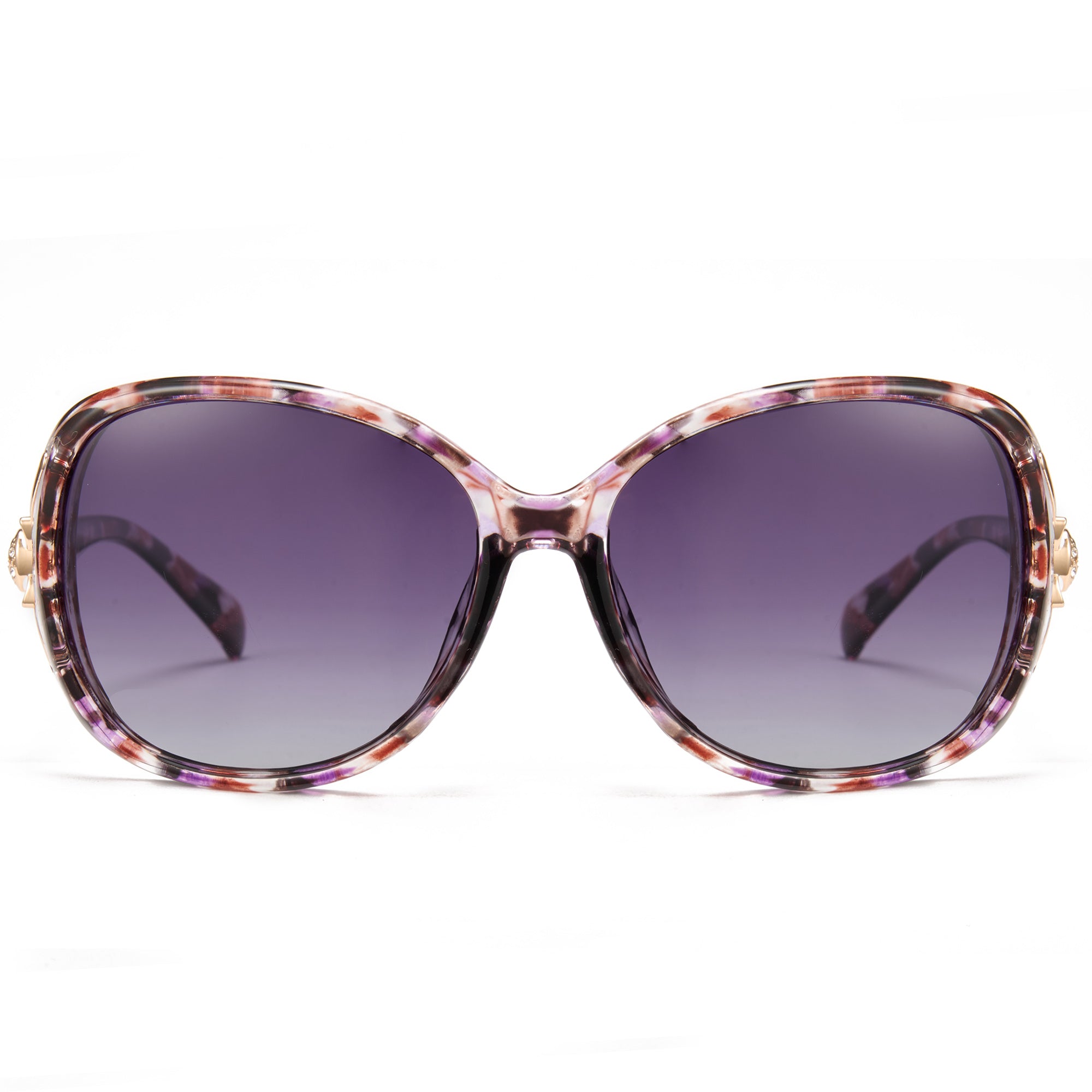 2024 Fashion Gradient Color Polarized Glasses.Gray Lens-Purple Floral Frame