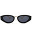 oval black gold sunglasses black lenses non-polarized PC frame metal temples daily commuting casual driving