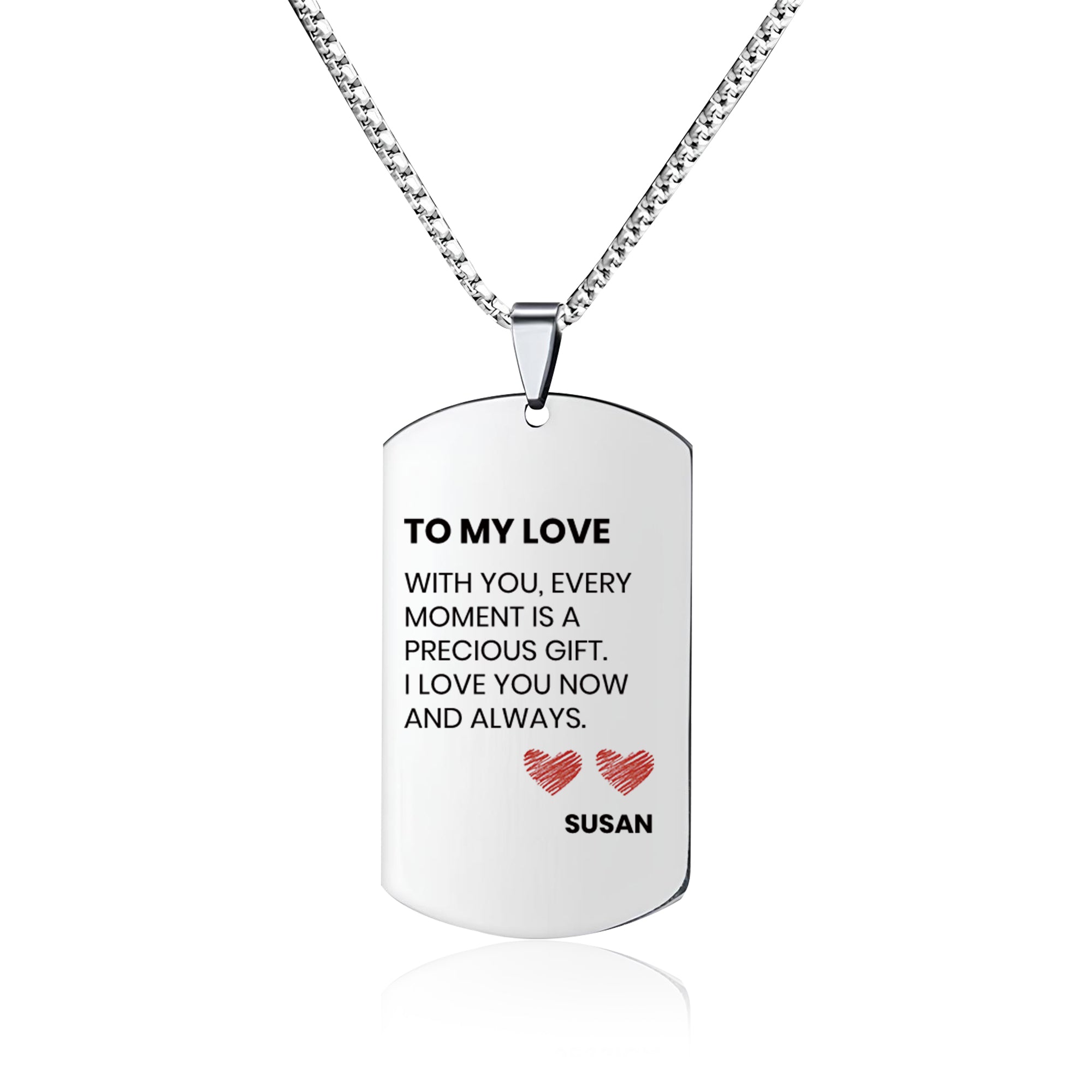 Custom Name&Photo Necklace, Personalized Pictures&Name on Necklace for lovers or Gifts for Father, Couple Gifts+ Customized Gift Box, Stainless Steel