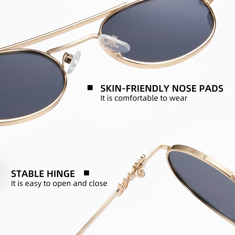 Cyxus Oval Trendy Double Bridge Non-Polarized Sunglasses 1324