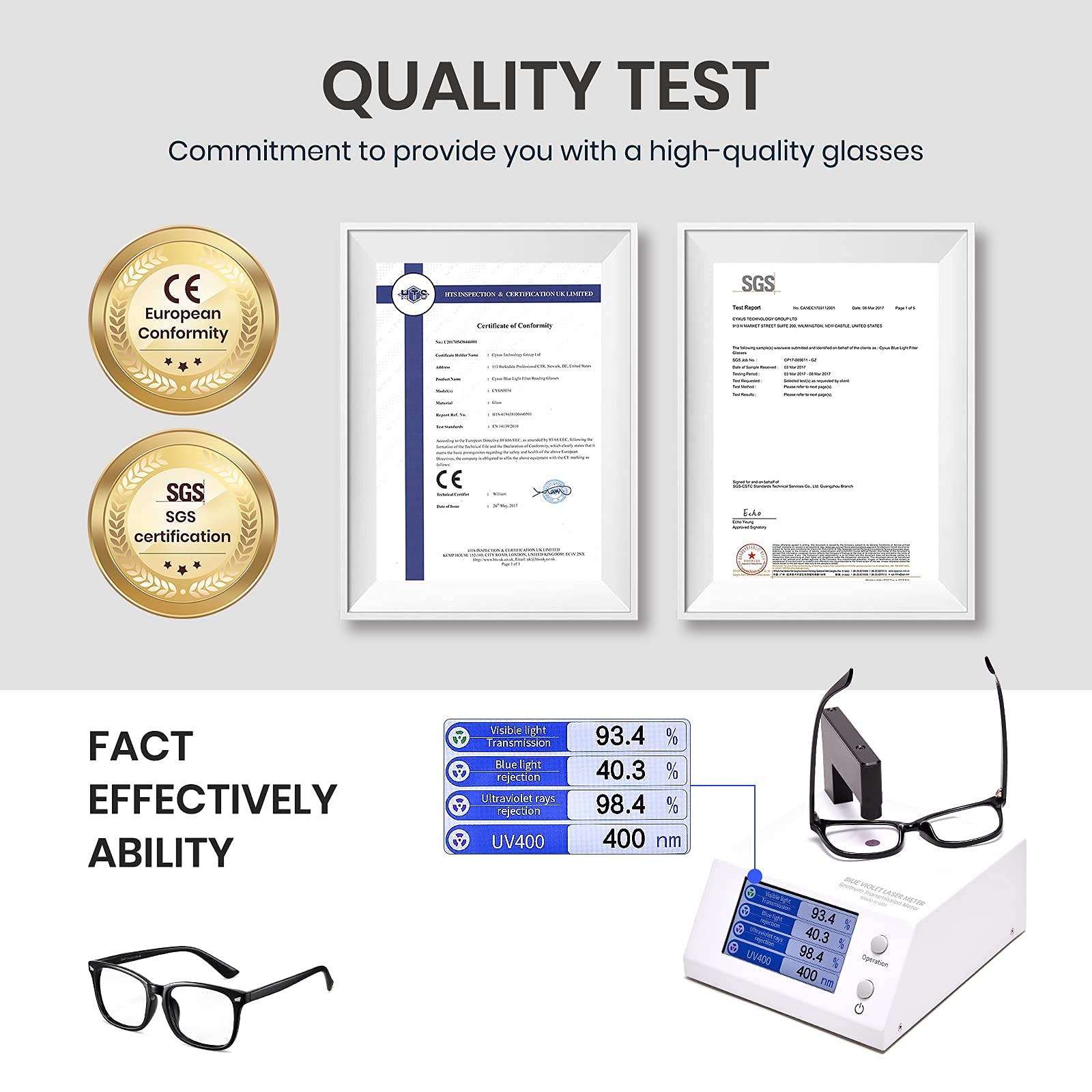 Cyxus Blue Light Glasses for Anti Glare and Eyes Strain Eyewear Frame, Filter Blue Ray Computer Gaming Eyeglasses, Unisex for Women and Men