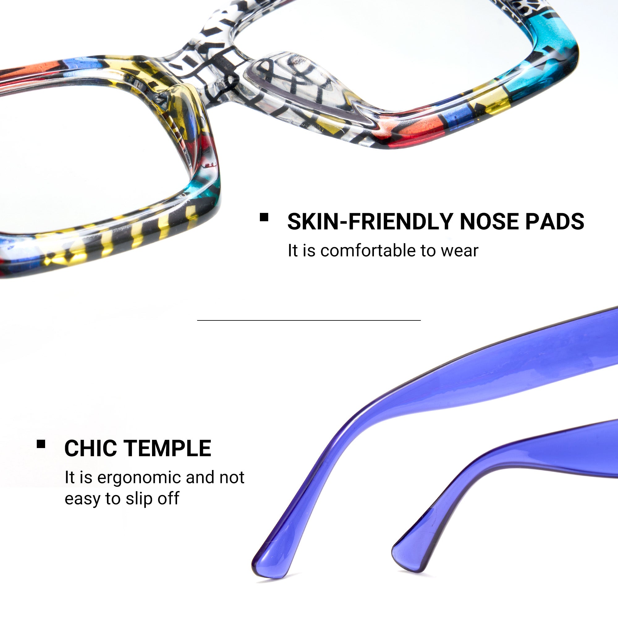 Cyxus Colorful Print Large Frame Hipster Computer Glasses 8308