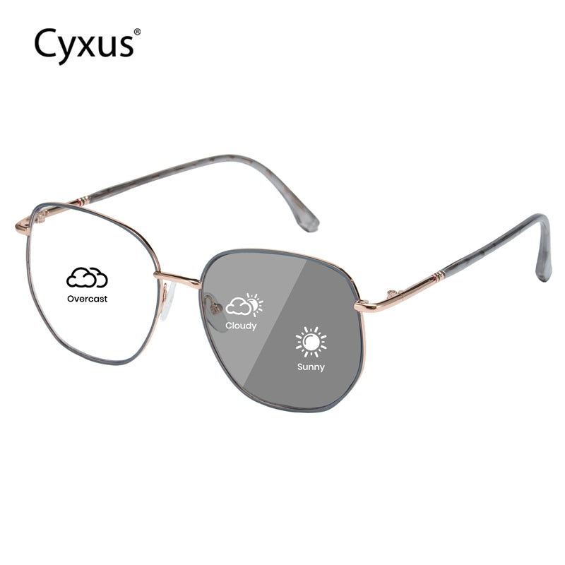 Cyxus Blue Light Blocking Photochromic Lens Large Frame Glasses 8261