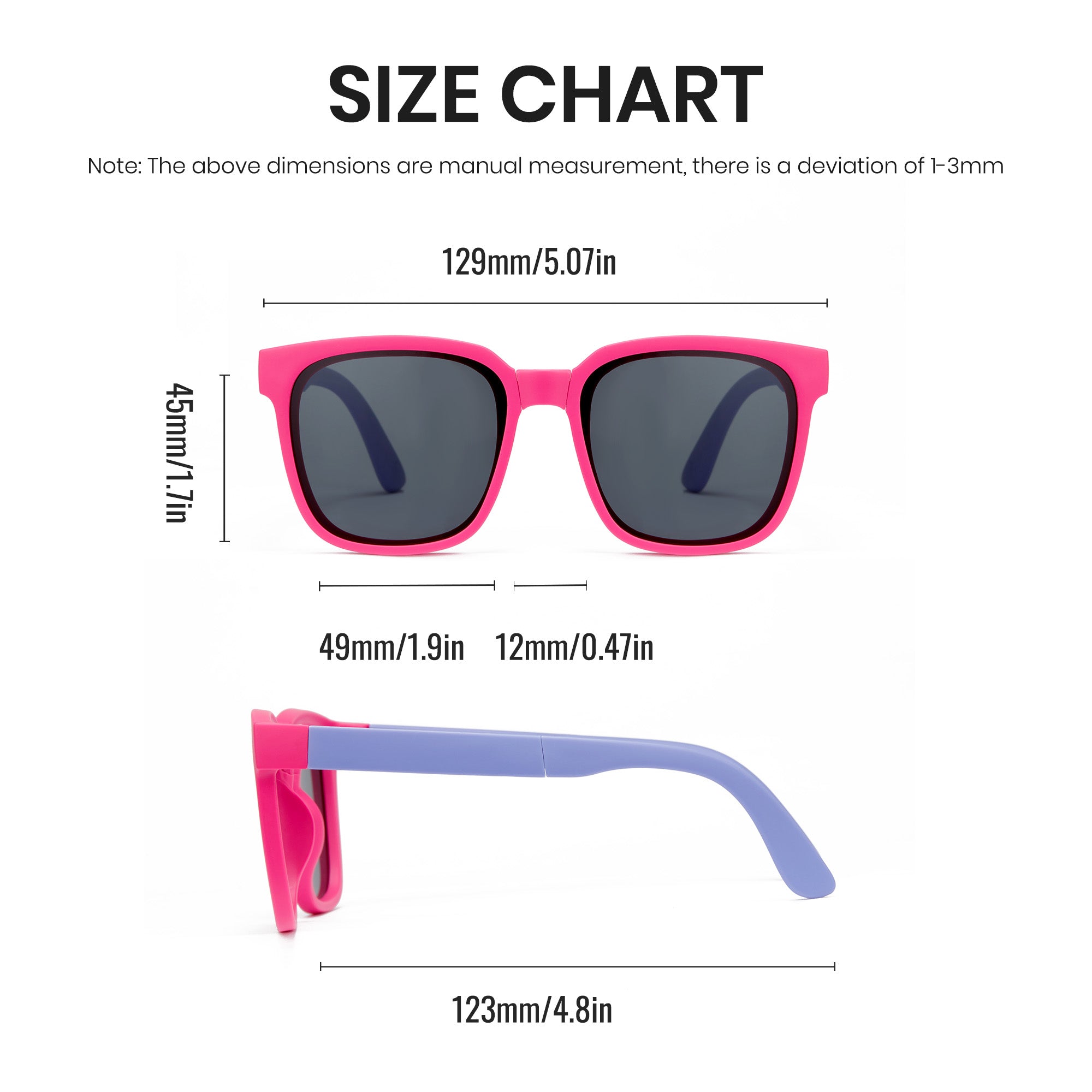 Colorful children's foldable TPEE lens TAC frame polarized sunglasses size