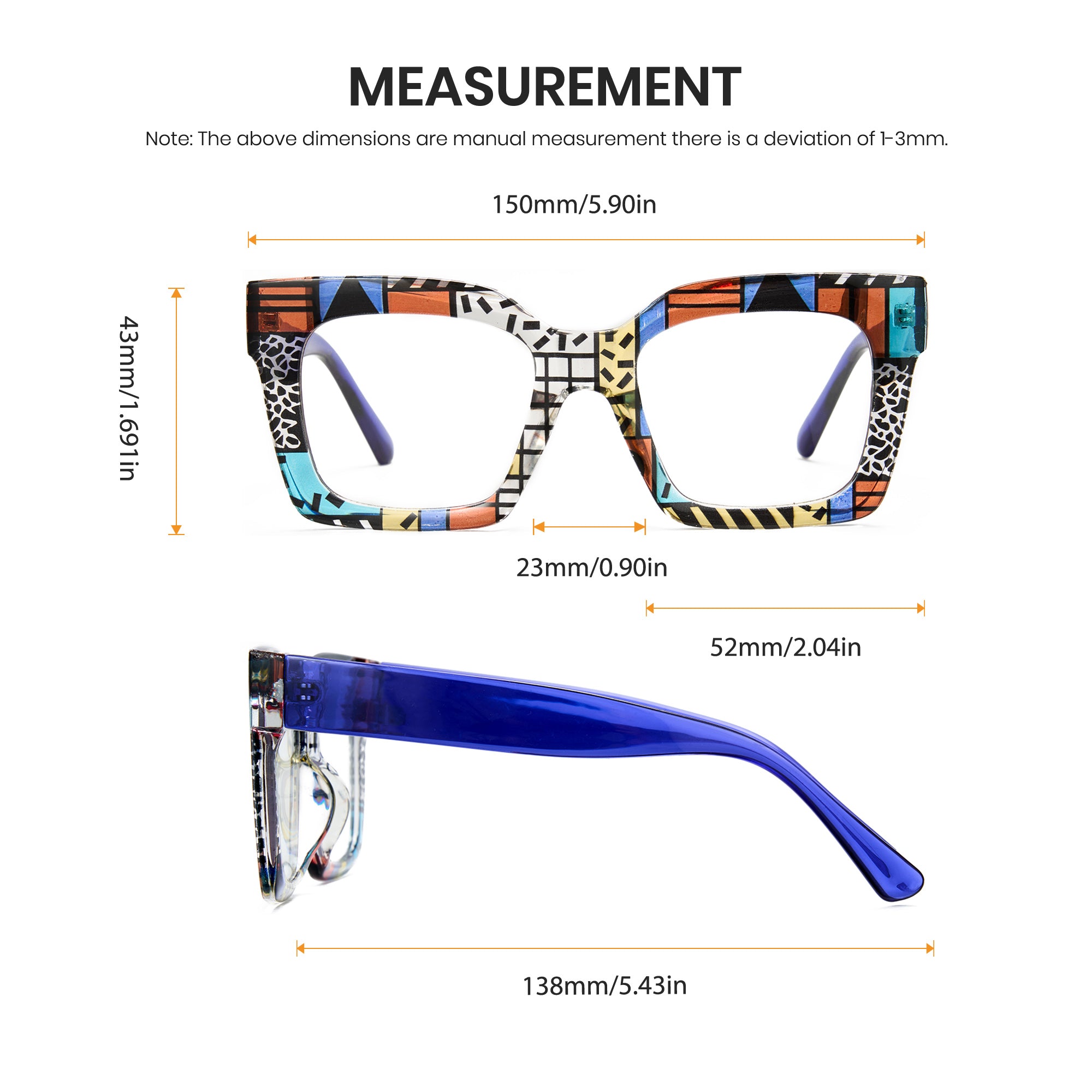 Cyxus Colorful Print Large Frame Hipster Computer Glasses 8308