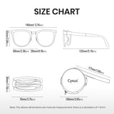 Folding anti-blue light TR 90 glasses size chart