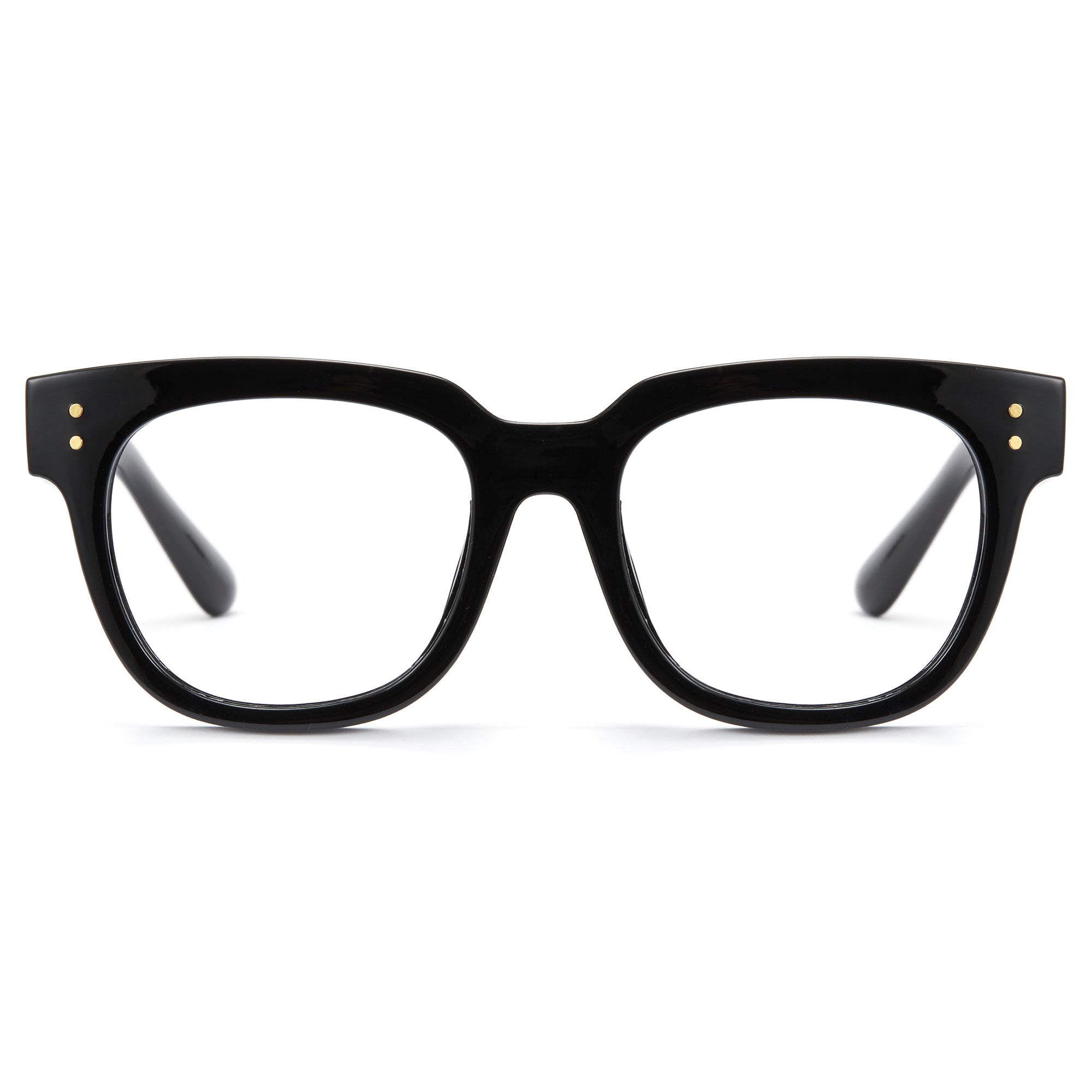 Black Vintage Square Thick Frame Thick Temple Blue Light Glasses