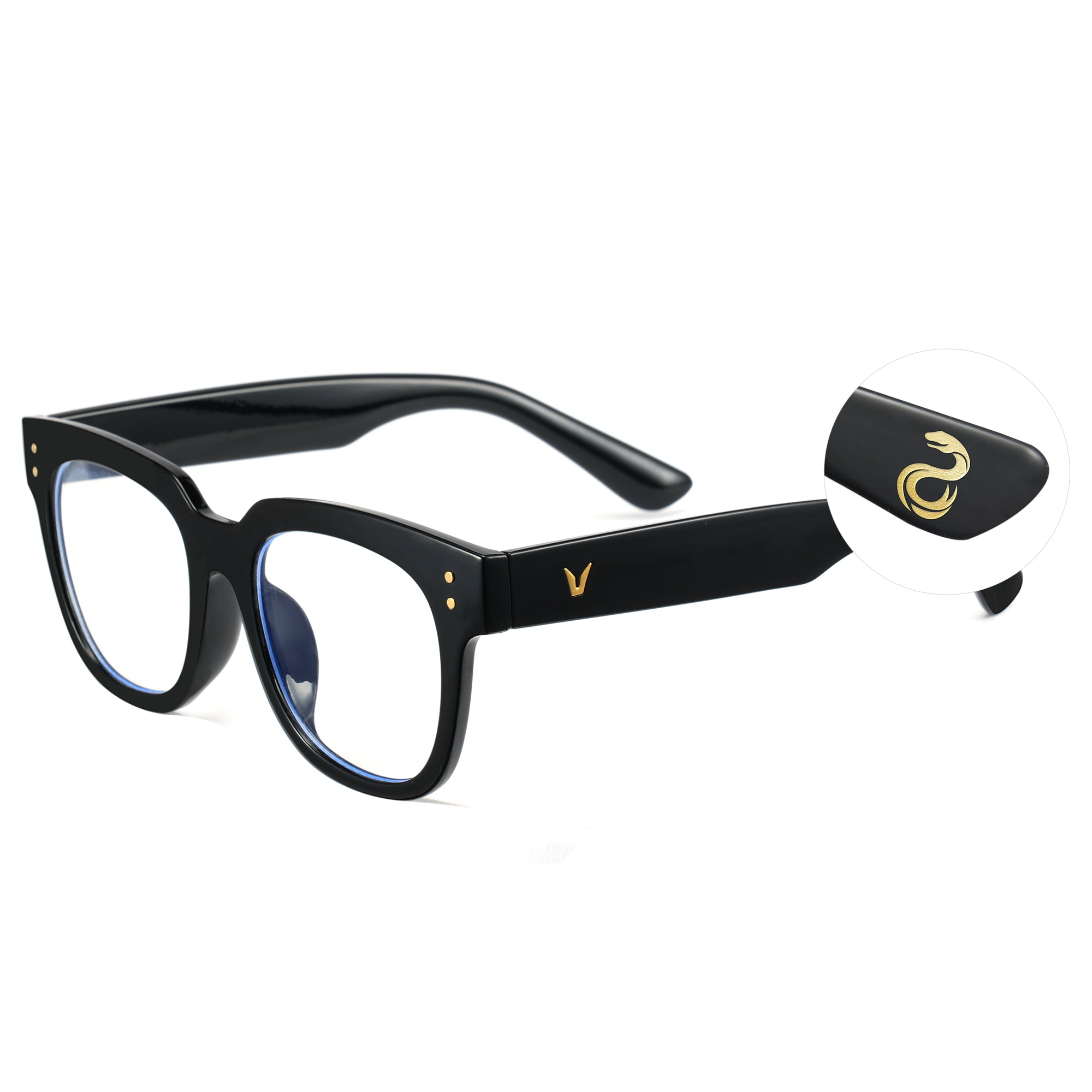 Cyxus 25 Snake Year Limited Edition Square Anti-Blue Light Glasses PC Material Lentes de resina Bright Black Marco de año nuevo Regalos para familiares y amigos Unisex