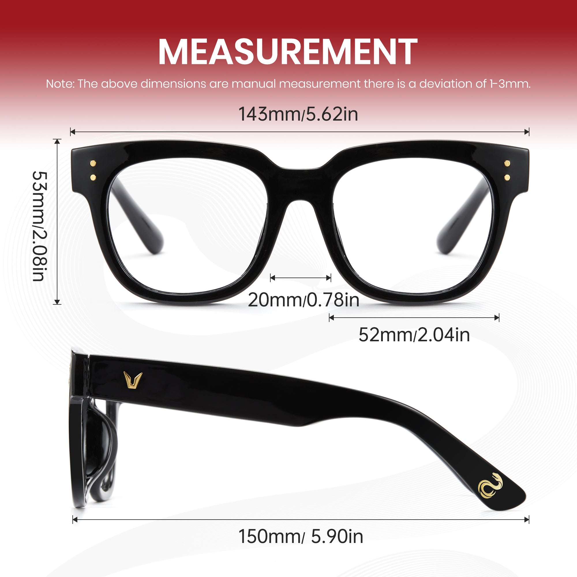 Cyxus 25 Snake Year Limited Edition Square Anti-Blue Light Glasses PC Material Lentes de resina Bright Black Marco de año nuevo Regalos para familiares y amigos Unisex
