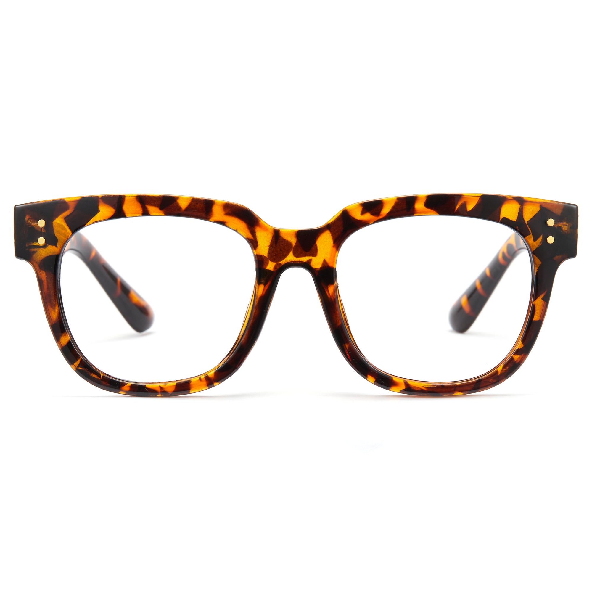 Tortoise Vintage Square Thick Frame Thick Temple Blue Light Glasses