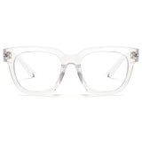 Crystal Vintage Square Thick Frame Thick Temple Blue Light Glasses