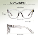 Vintage Square Thick Frame Thick Temple Blue Light Glasses Size