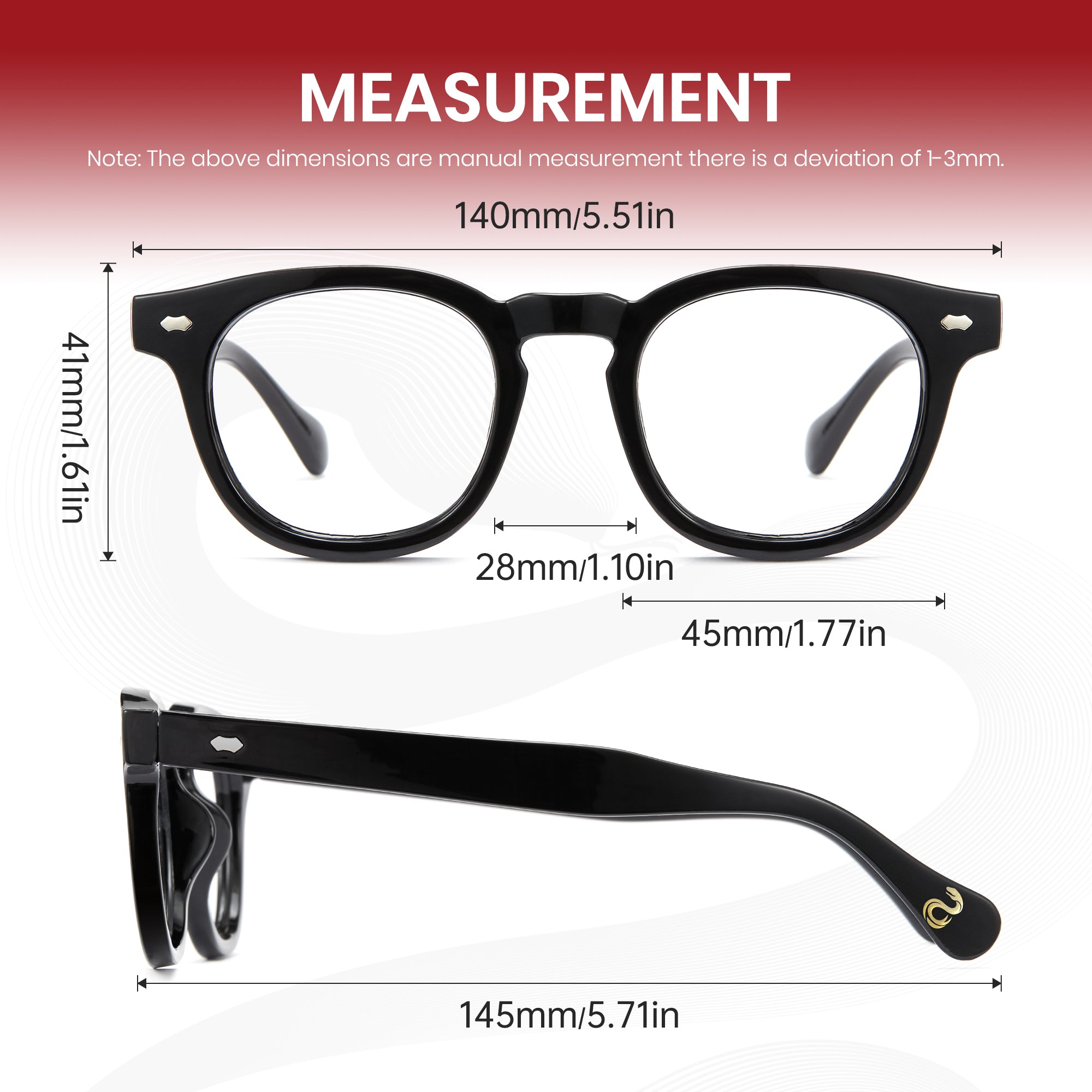 Cyxus 25 Snake Year Limited Edition Anti-blue Light Glasses PC Material Bright Black Frame New Year Gift for Relatives and Friends Unisex - 8155T01-S