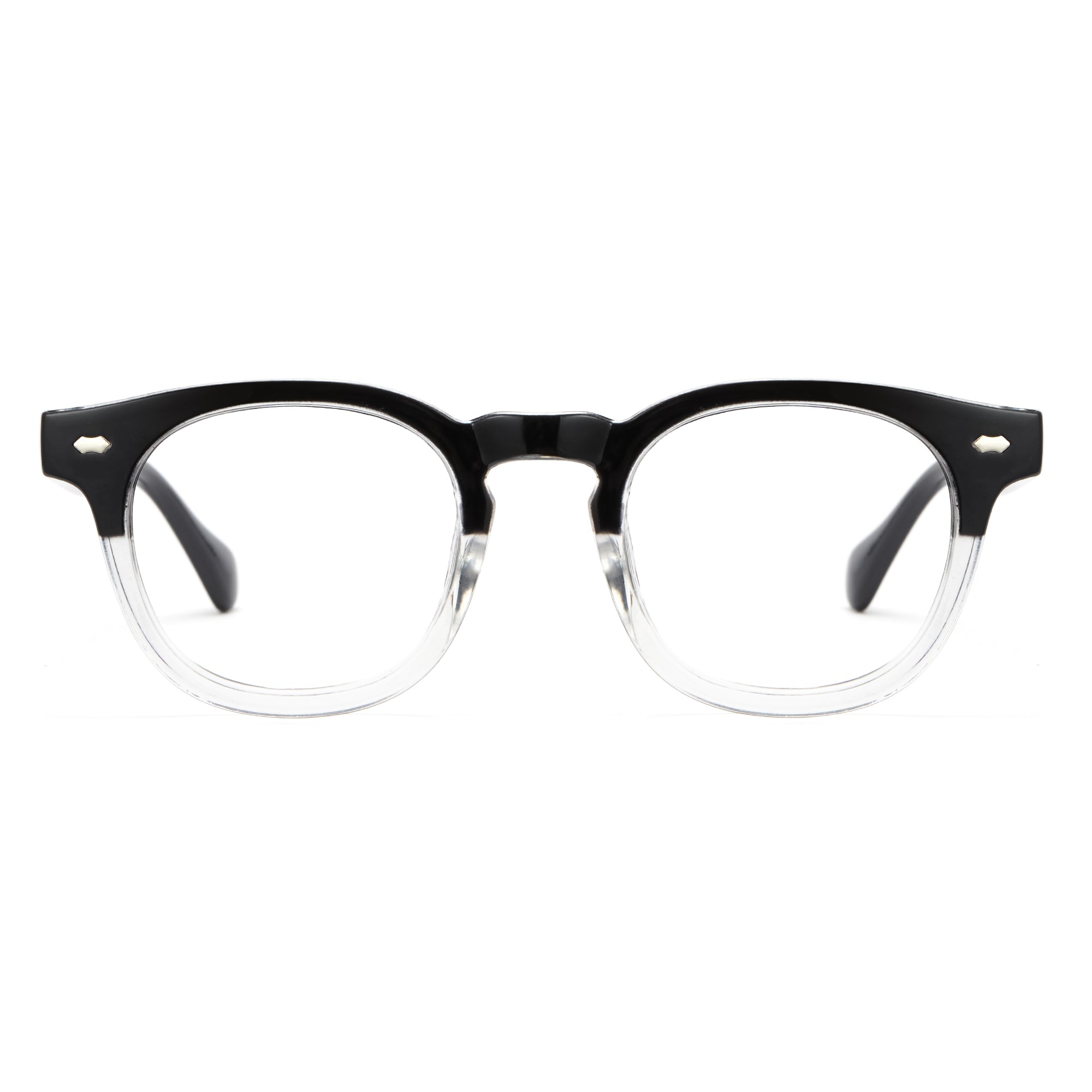 Black and White Vintage Small Oval Thick Frame Thick Temple Blue Light Glasses