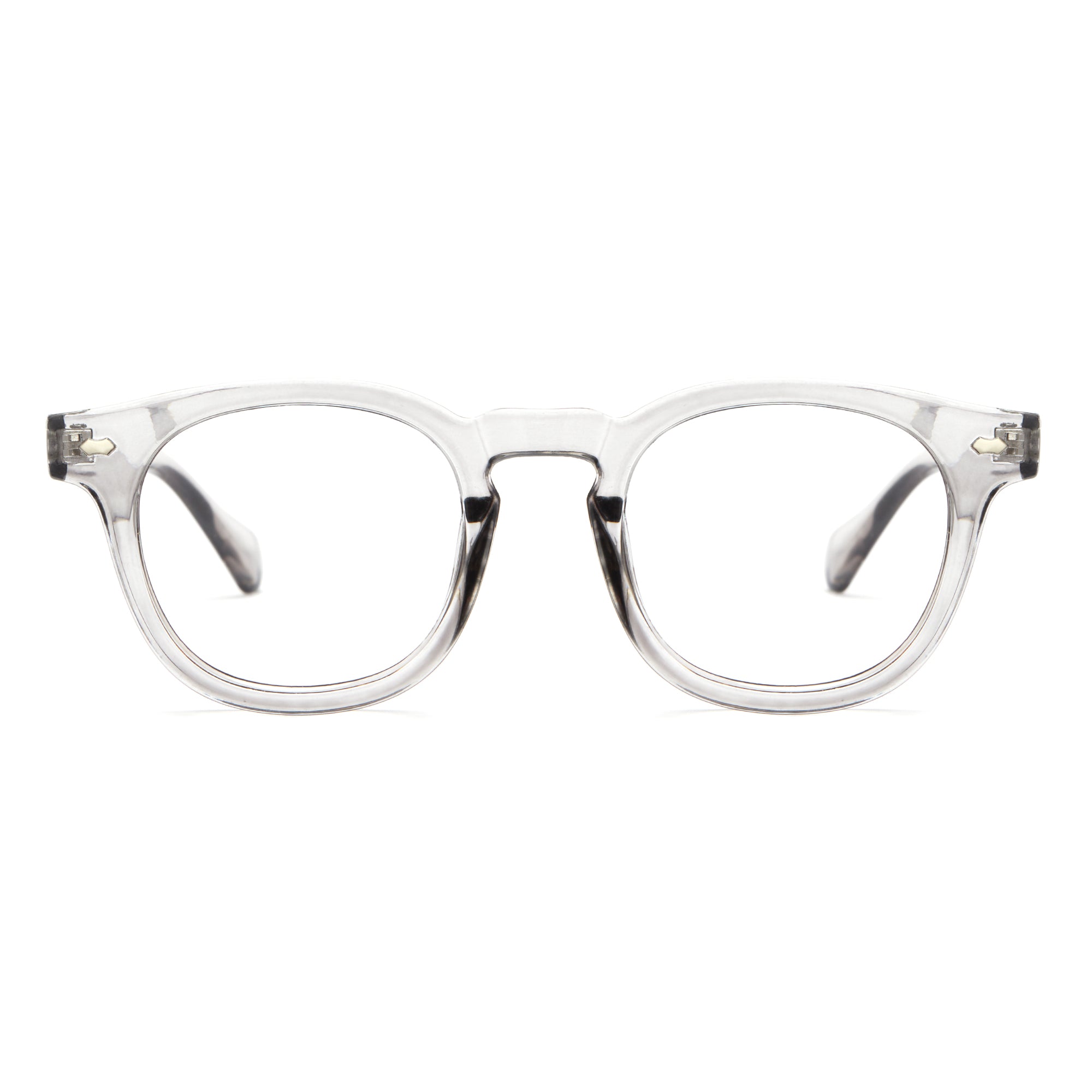 Crystal Gray Vintage Small Oval Thick Frame Thick Temple Blue Light Glasses