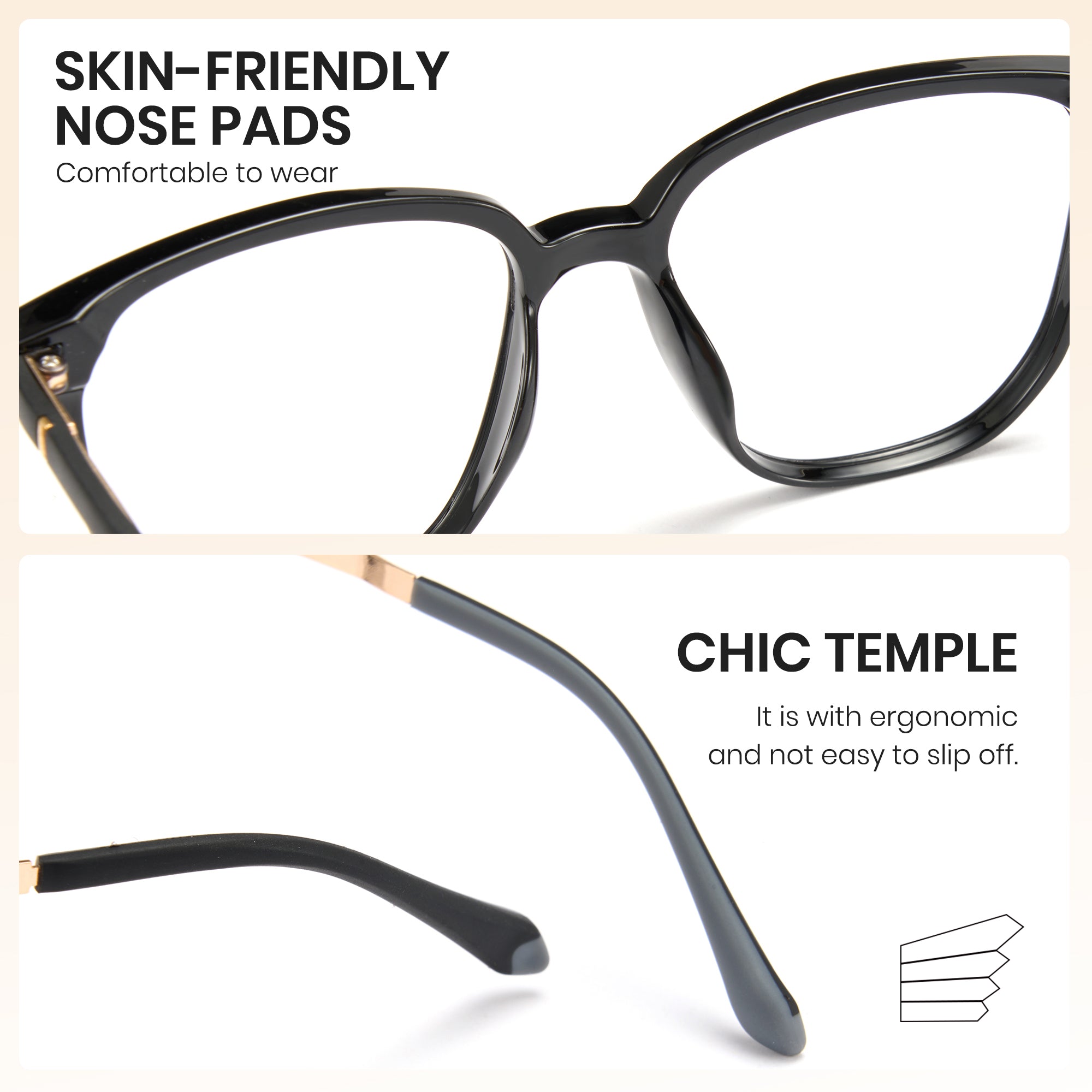 Cyxus Light Weight Blue Light Blocking Glasses Metal&TR90 Rectangle Frame with Anti Glare Eye Protection for Women and Men  8159T01 Wing