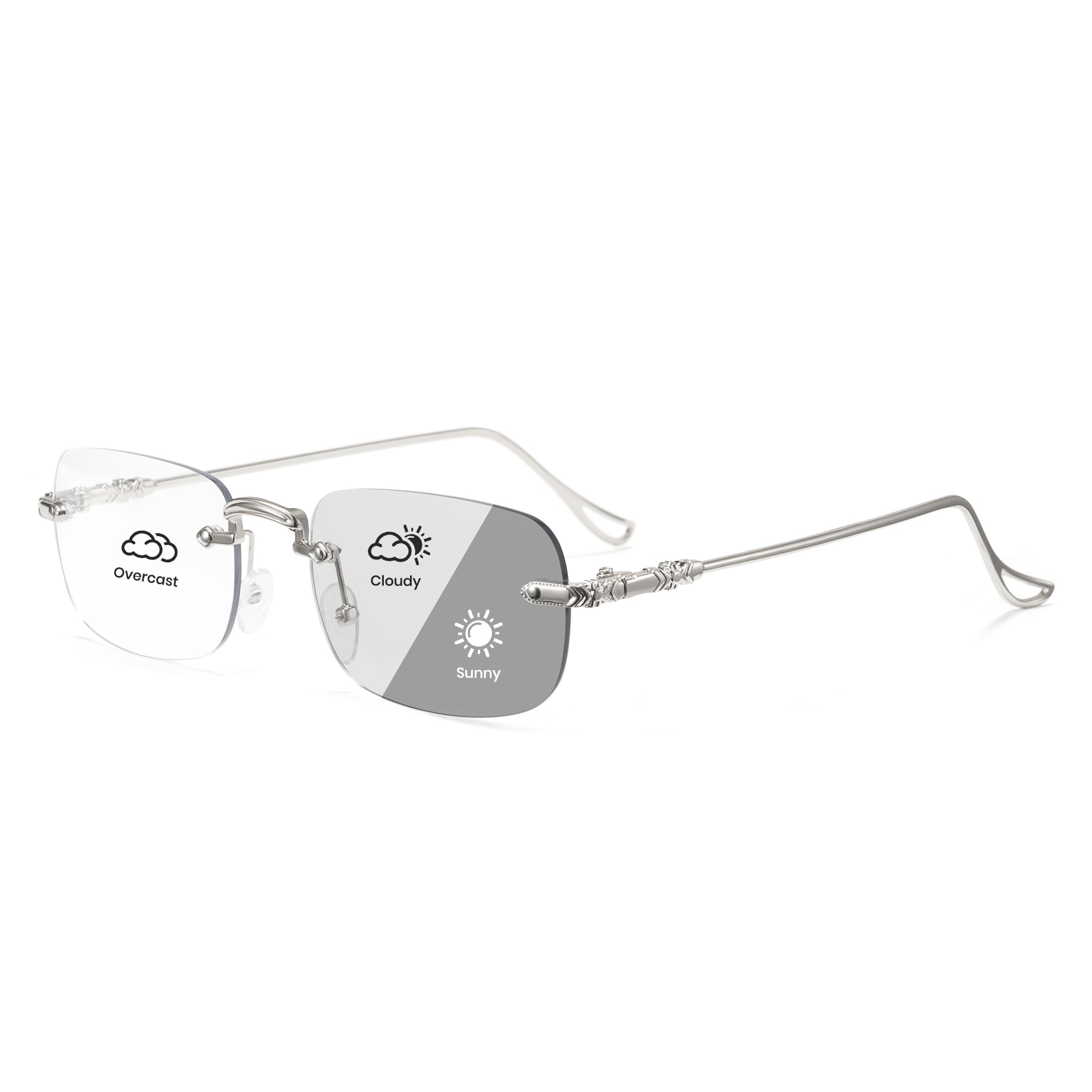 Cyxus Rimless UV400 Protection Metal Photochromic Glasses 8222