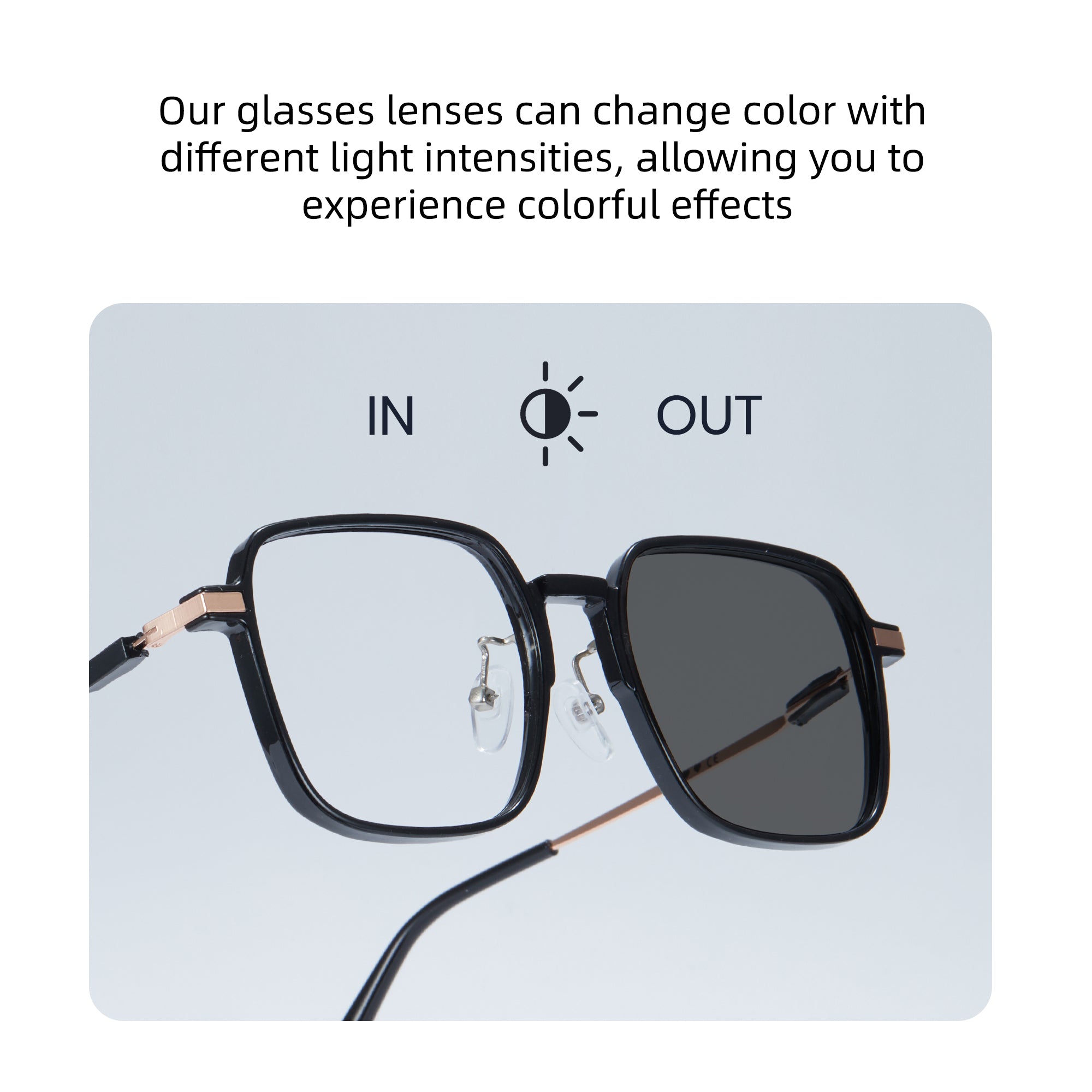 Photochromic UV400 Blue Light Blocking Glasses 8223