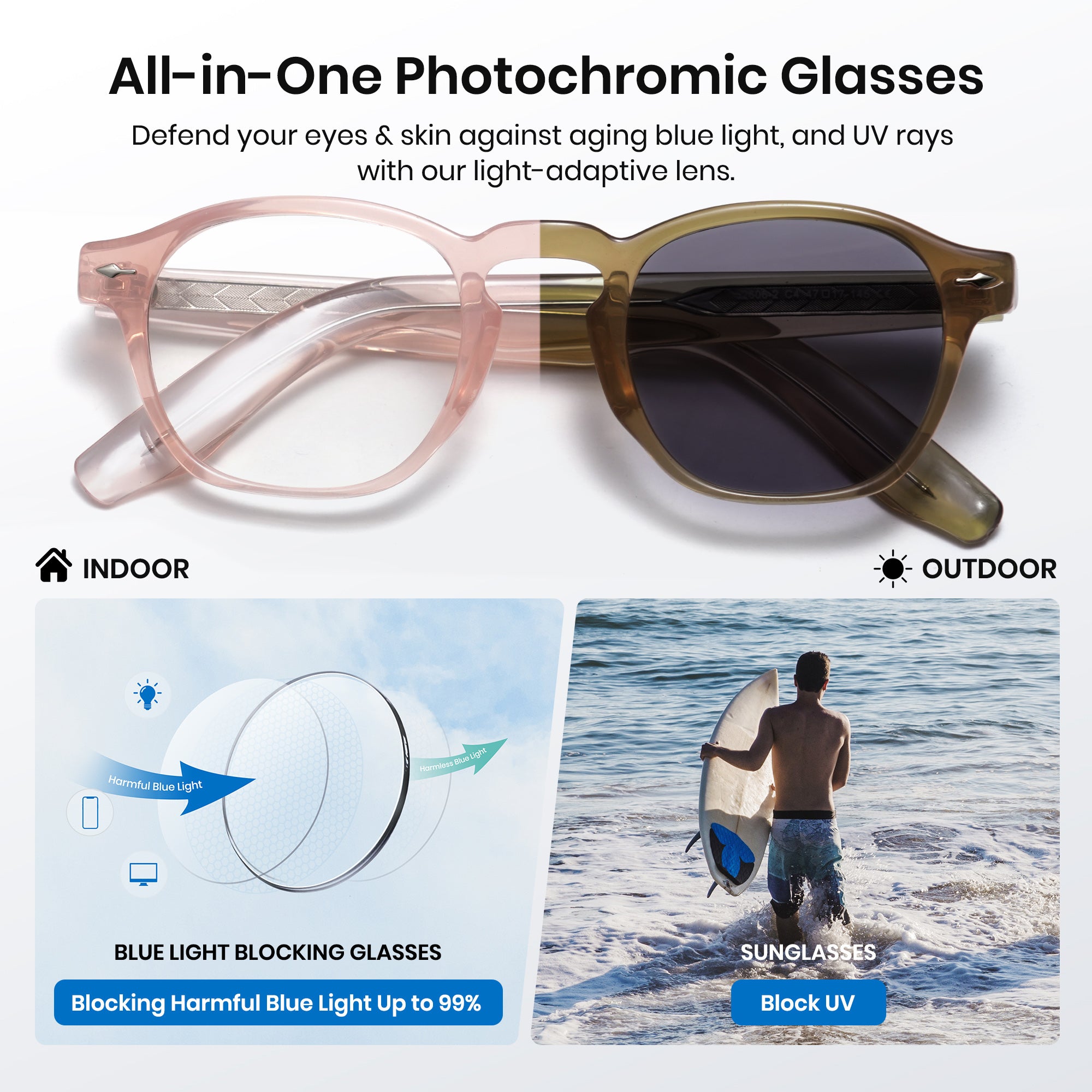 Photochromic Glasses Frame and Lens 8230