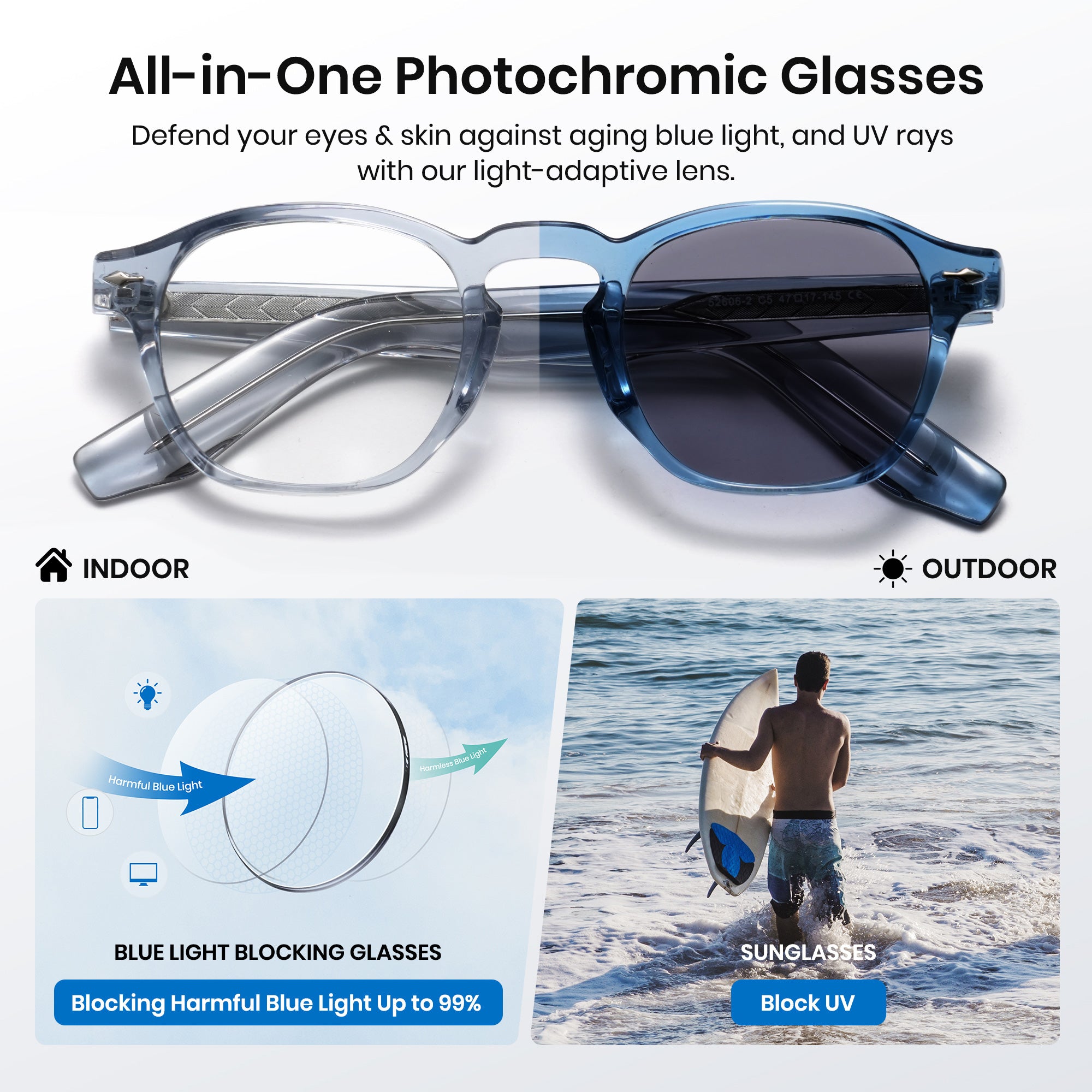 Photochromic Glasses Frame and Lens 8230