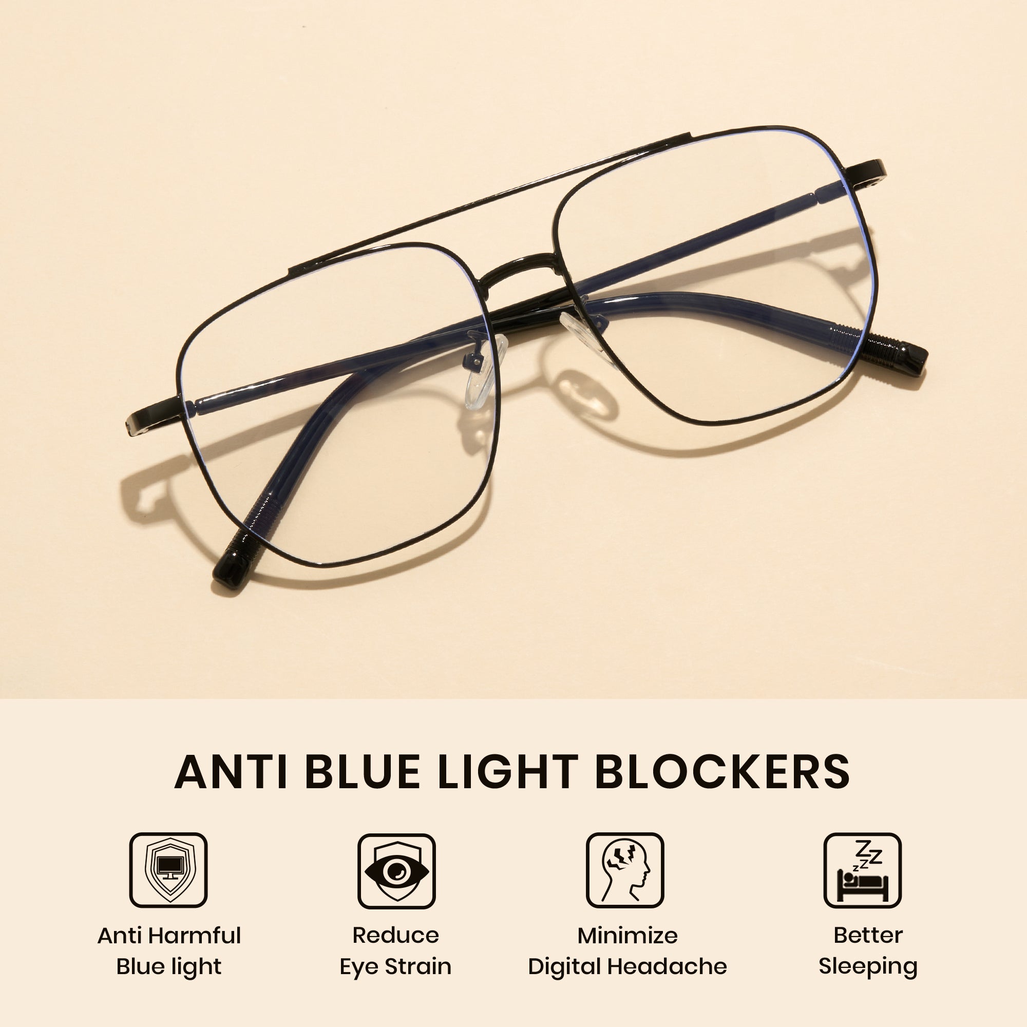 Cyxus TR90 Double Bridge Aviator Computer Glasses 8299