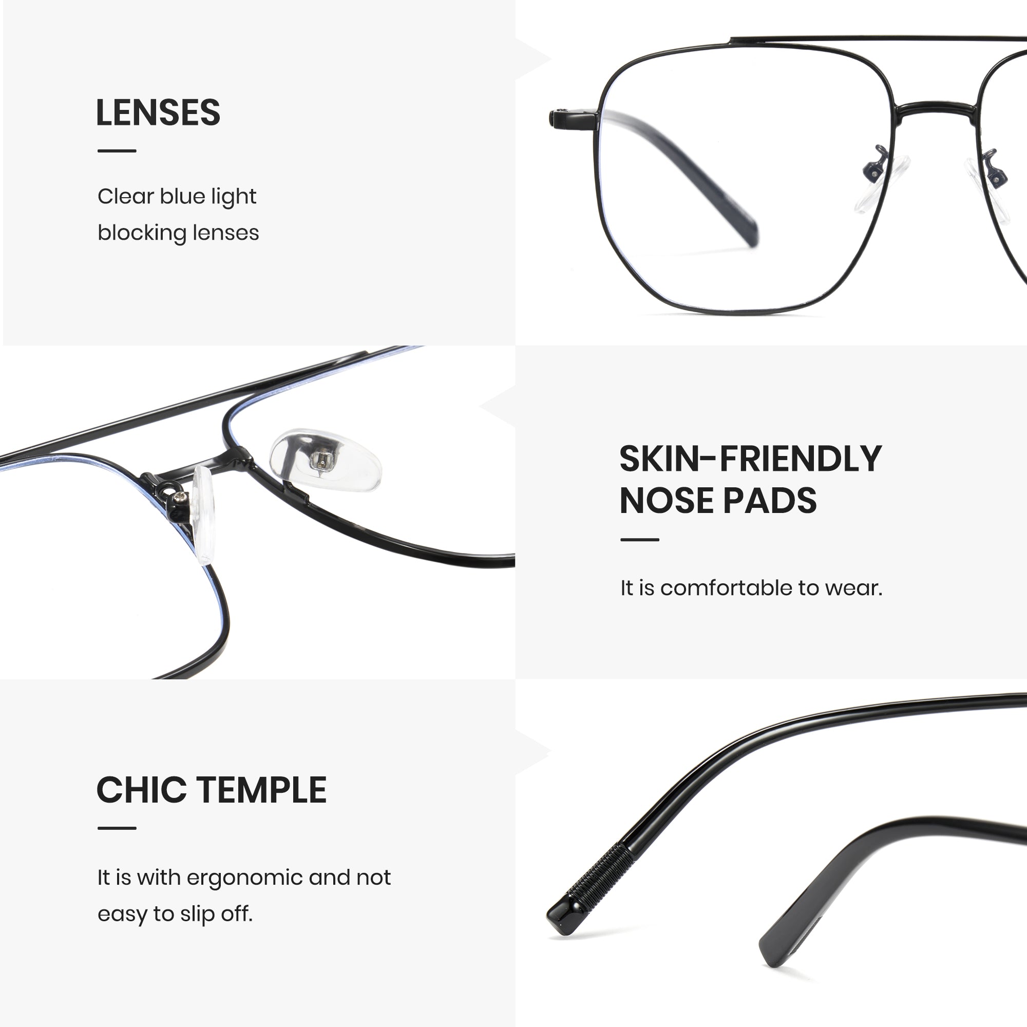 Cyxus TR90 Double Bridge Aviator Computer Glasses 8299