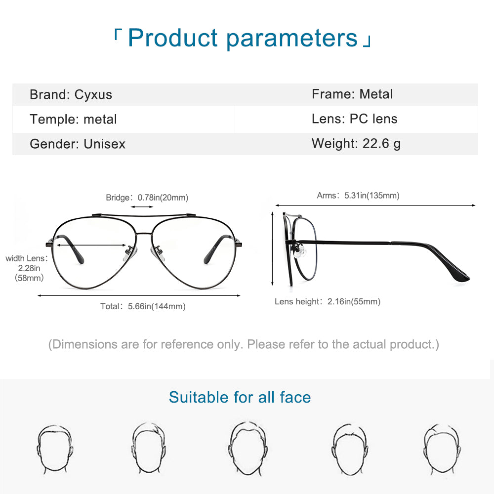 Cyxus Blue Light Blocking Computer Glasses Double Bridge Martila 8805