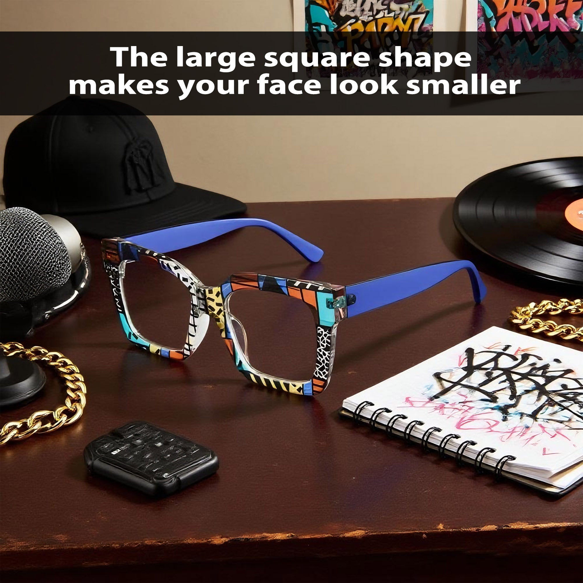 Cyxus Colorful Print Large Frame Hipster Computer Glasses 8308