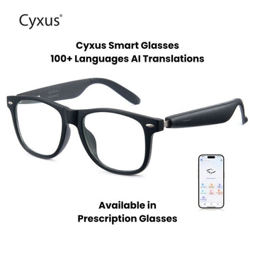 Cyxus smart glasses with app icon on a white background