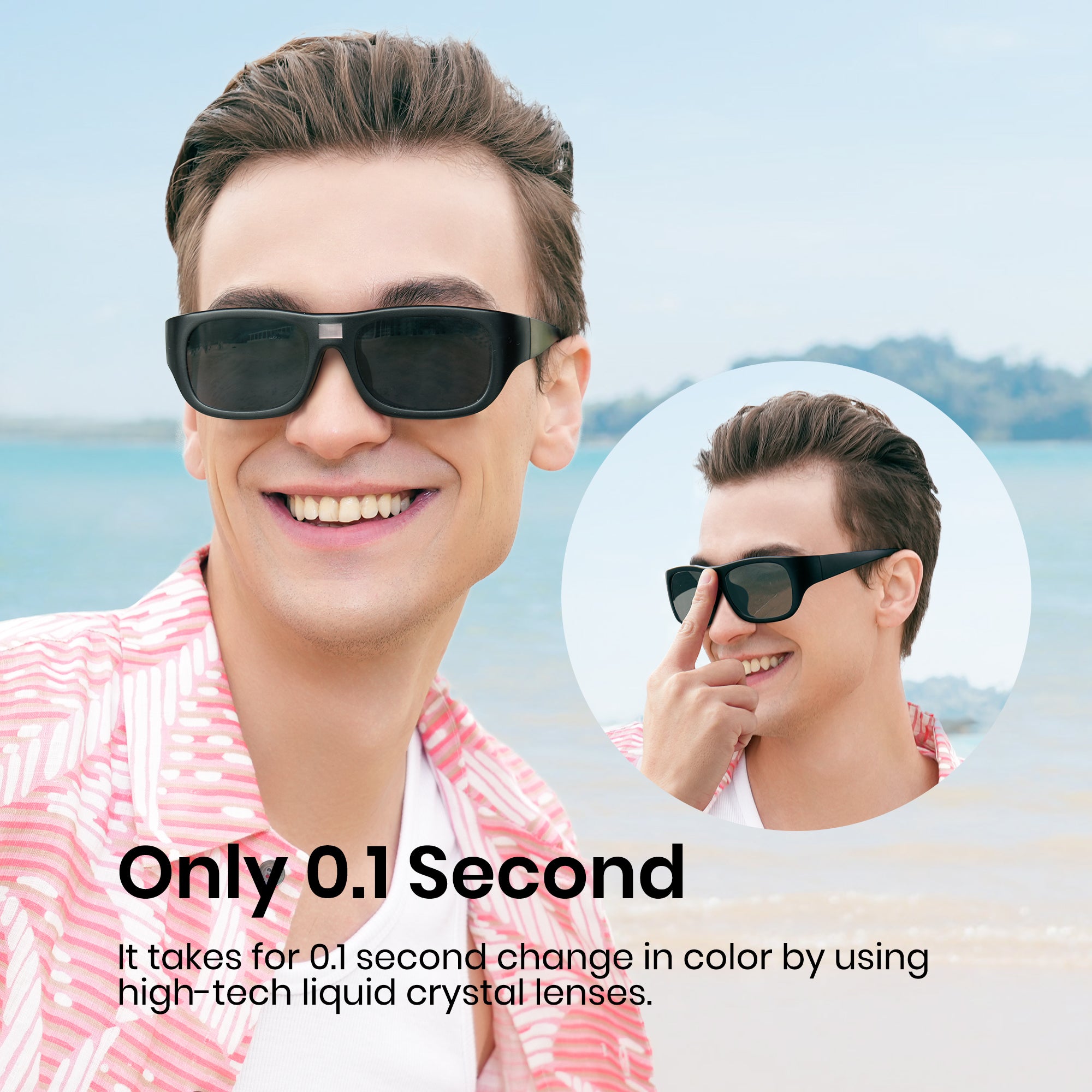 0.1 Seconds Photochromic Polarized Sunglasses with Blue Light Blocking P1153