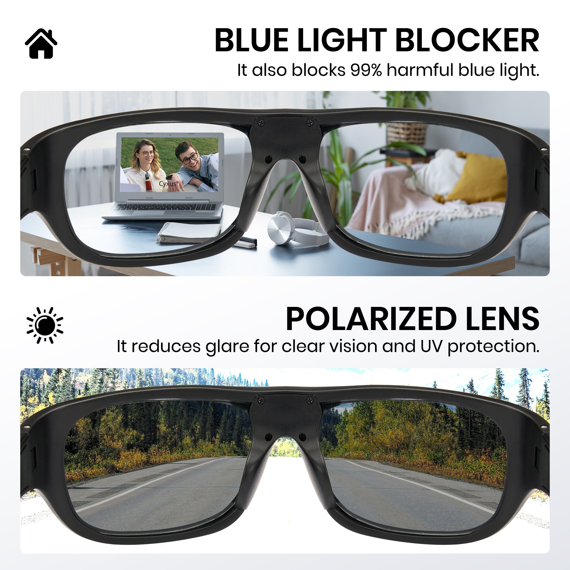 0.1 Seconds Photochromic Polarized Sunglasses with Blue Light Blocking P1153