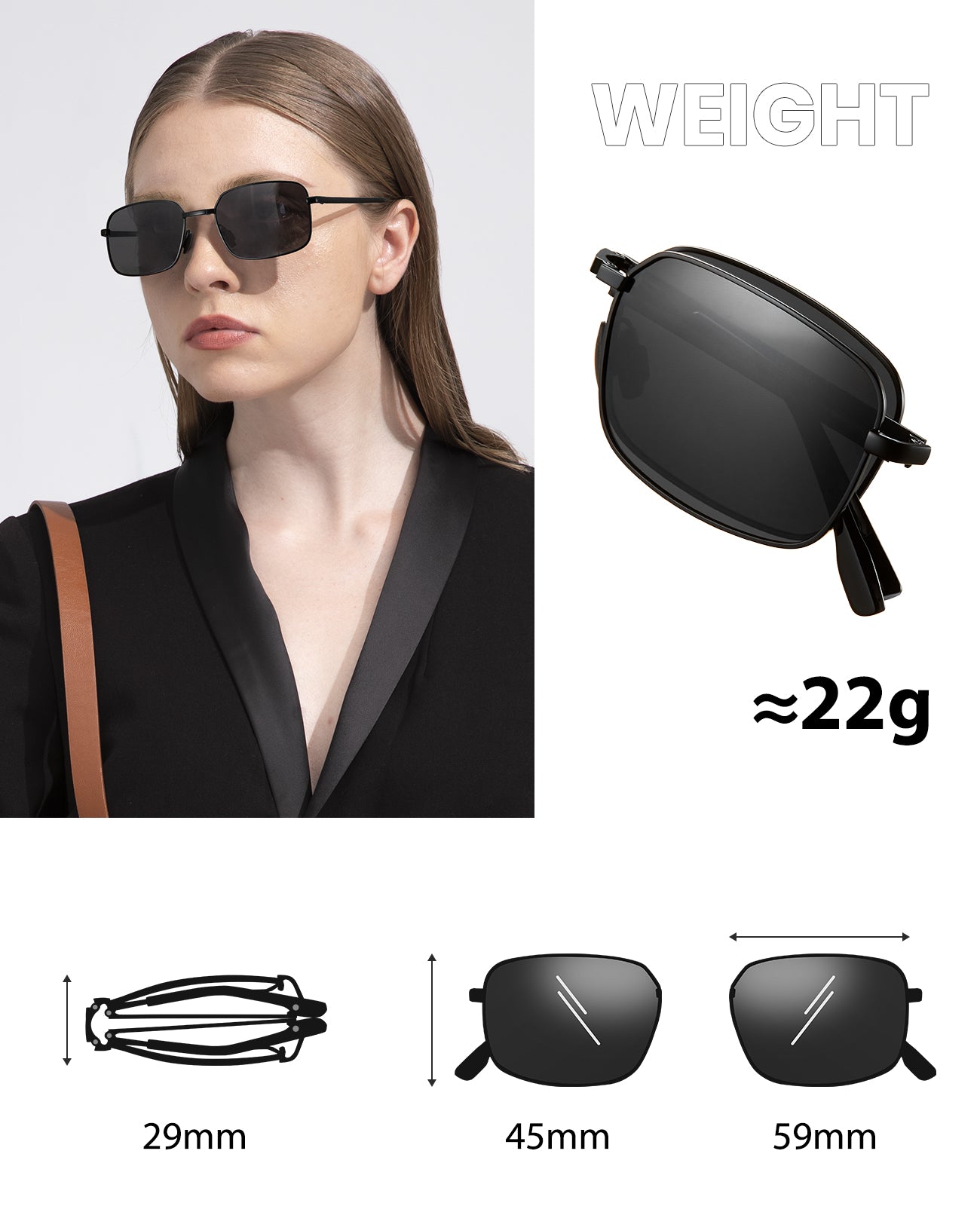 Cyxus Foldable Metal UV400 Protection Polarized Sunglasses 1016