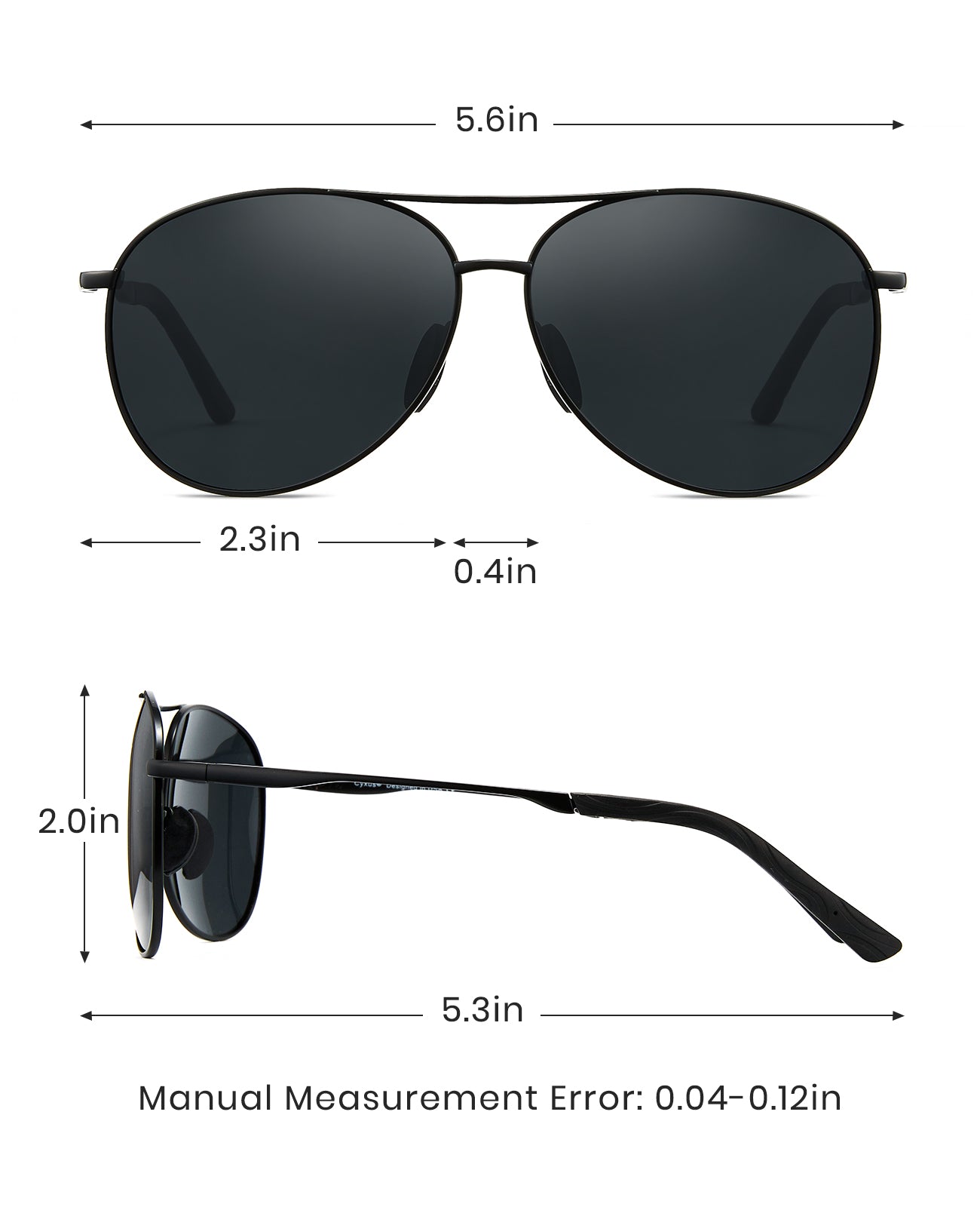 Cyxus Aviator UV400 Protection Spring Hinges Outdoor Polarized Sunglasses 1489
