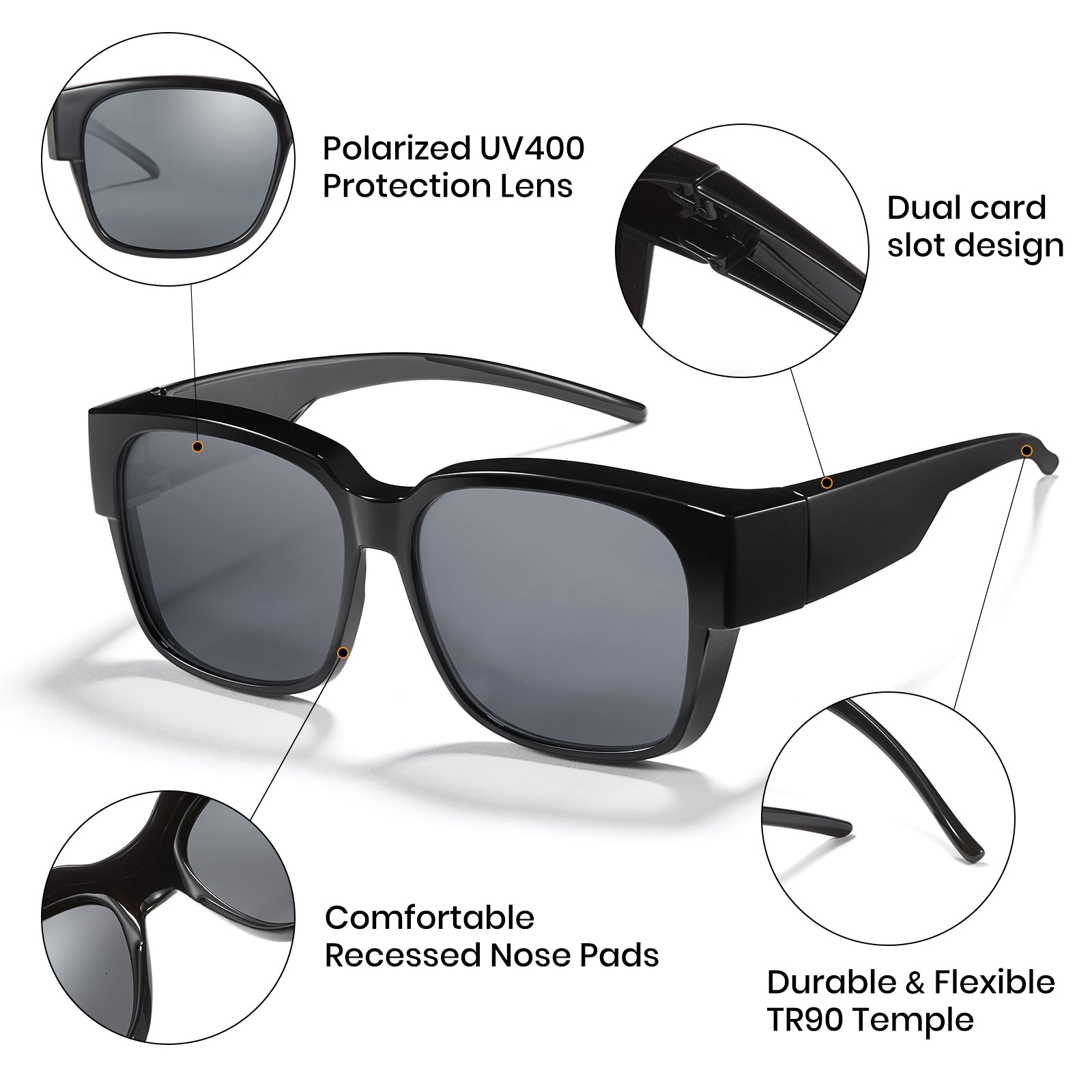 TAC Fit Over Wraparound Polarized Sunglasses 1821