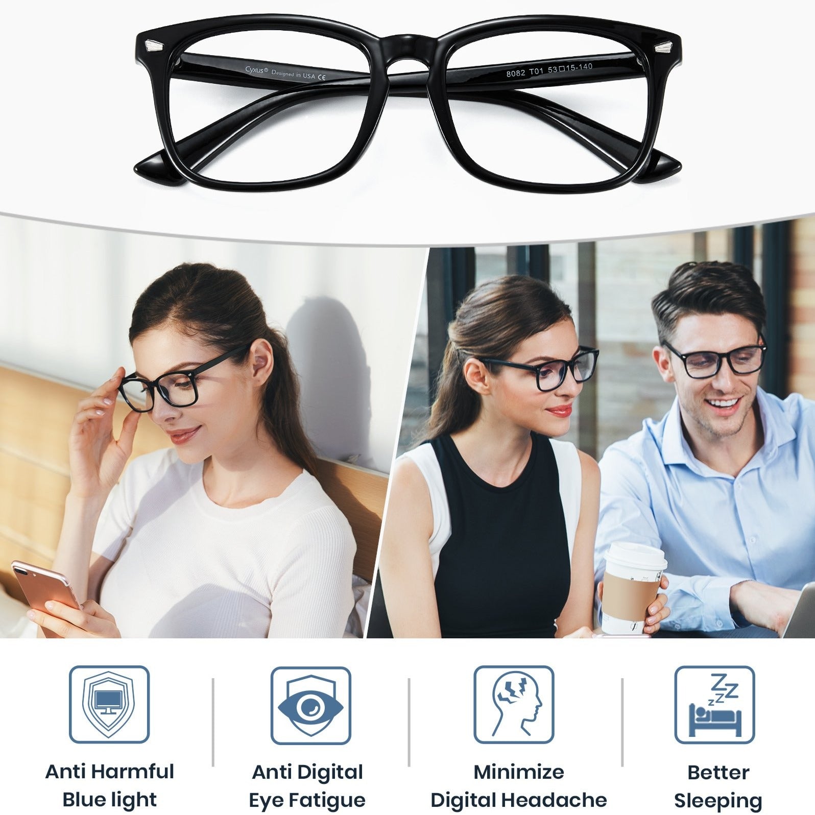 Anti Harmful Blue light Anti Digital Eye Fatigue Minimize Digital Headache Better sleeping