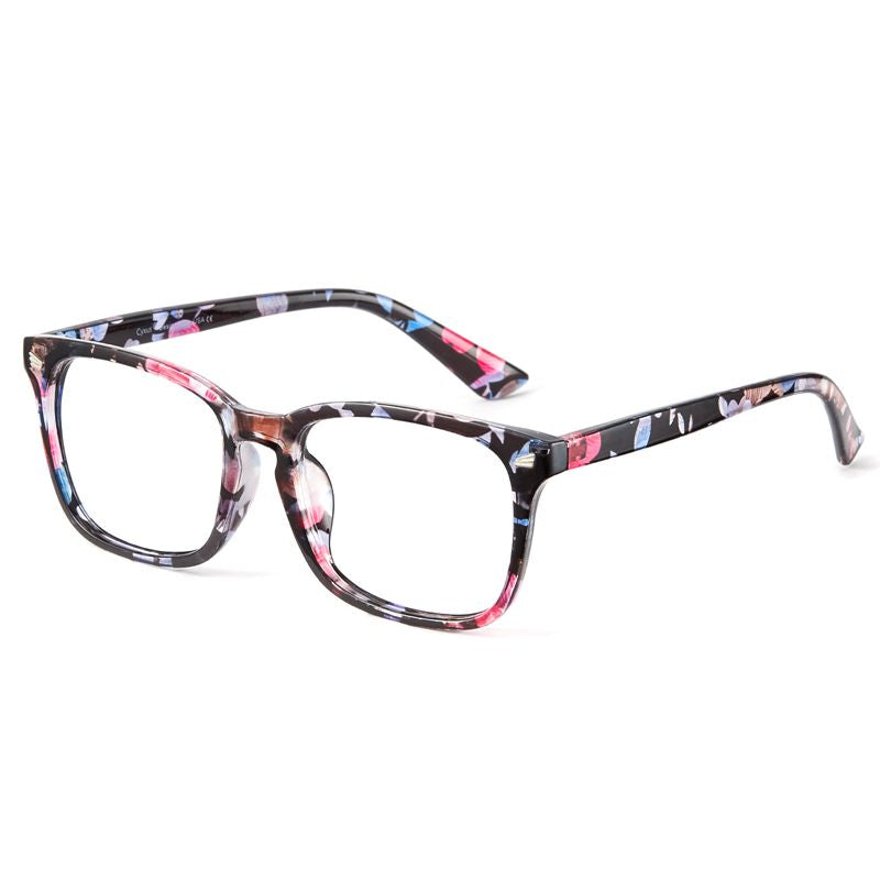 Floral Print Retro Style Glasses Frame