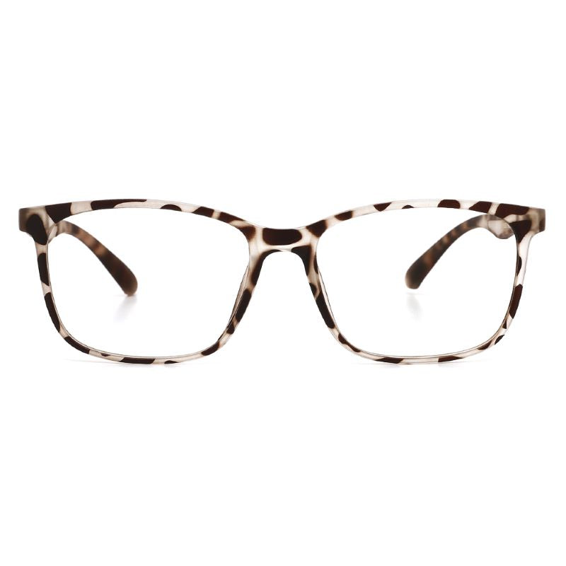 Retro Square Blue Light Blocking Glasses - white tortoise