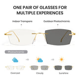Cyxus Rimless Square Photochromic Glasses 8127