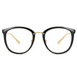 Bright Black Retro Round TR 90 Frame Glasses