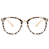 White Leopard Print Retro Round TR 90 Frame Glasses