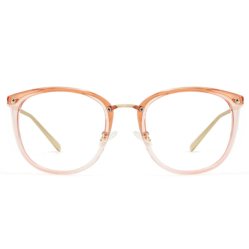 Crystal pink Tortoise Retro Round TR 90 Frame Anti-Blue Light & Prescription Glasses
