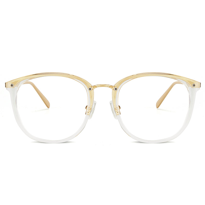 Retro Round TR 90 Frame Anti-Blue Light & Prescription Glasses-gold