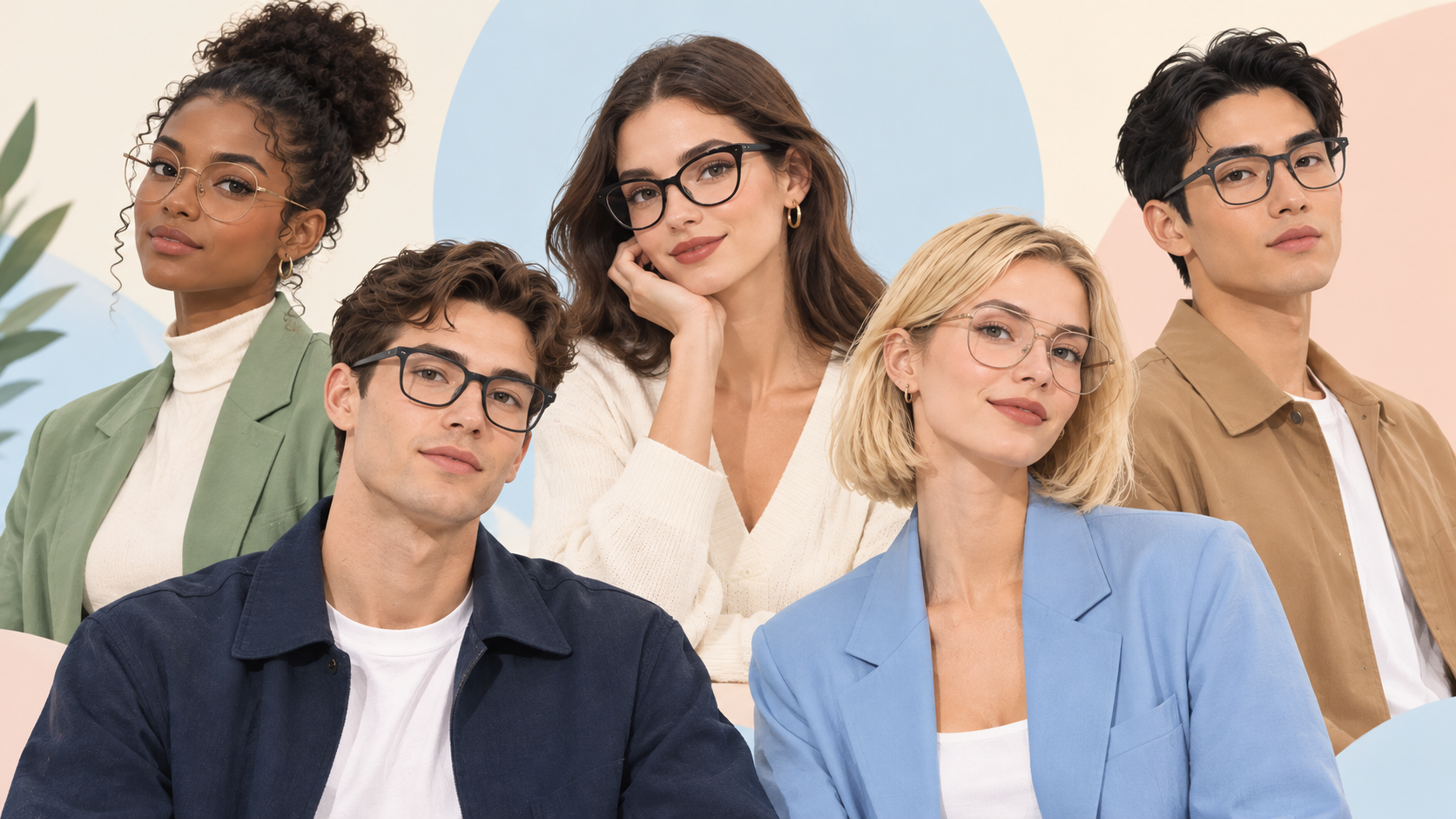 How to Pick Eyeglasses for Your Face Shape – premium guide with five face shapes and complementary frames for oval, round, square, heart, and diamond faces.